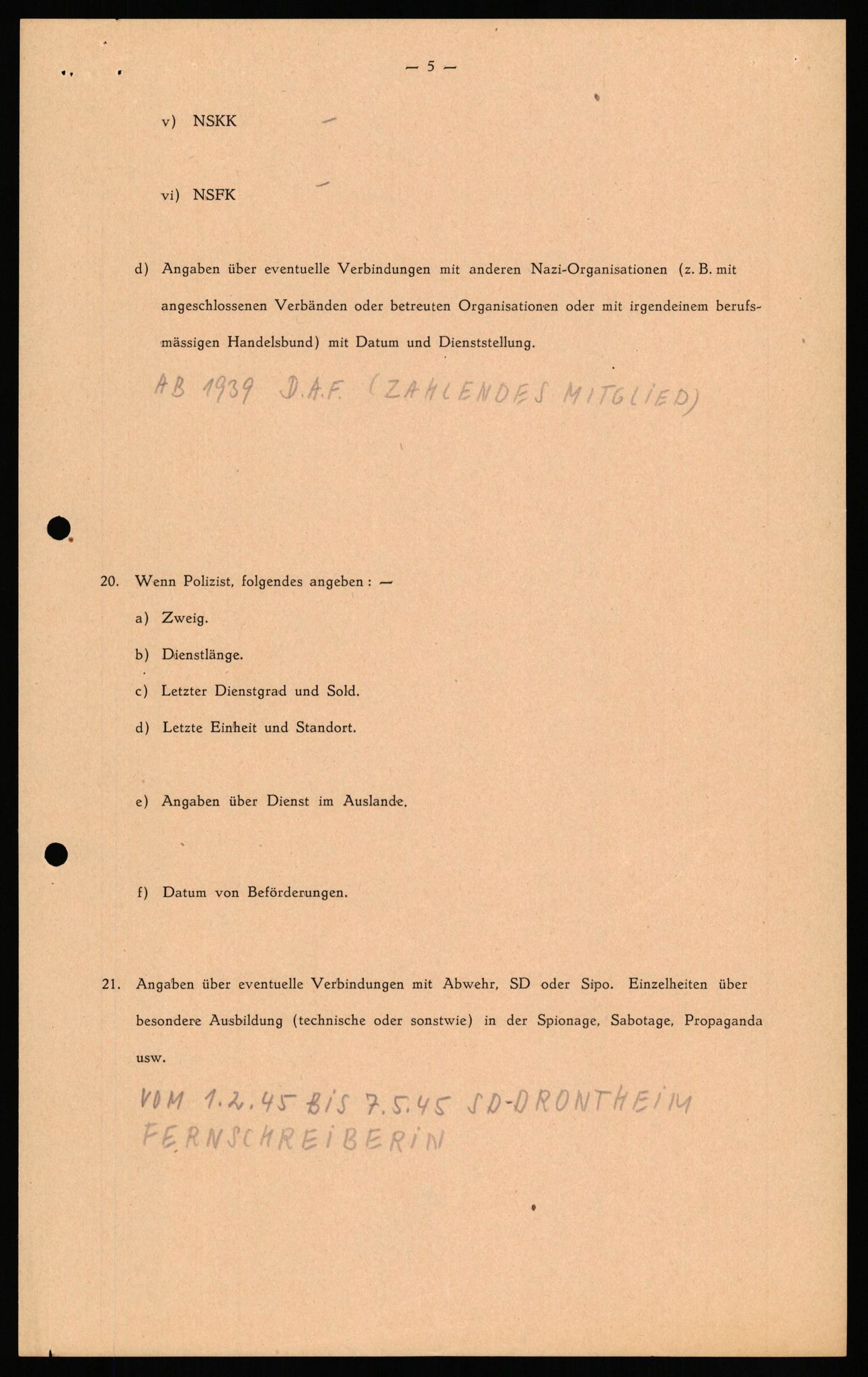 Forsvaret, Forsvarets overkommando II, AV/RA-RAFA-3915/D/Db/L0033: CI Questionaires. Tyske okkupasjonsstyrker i Norge. Tyskere., 1945-1946, p. 436