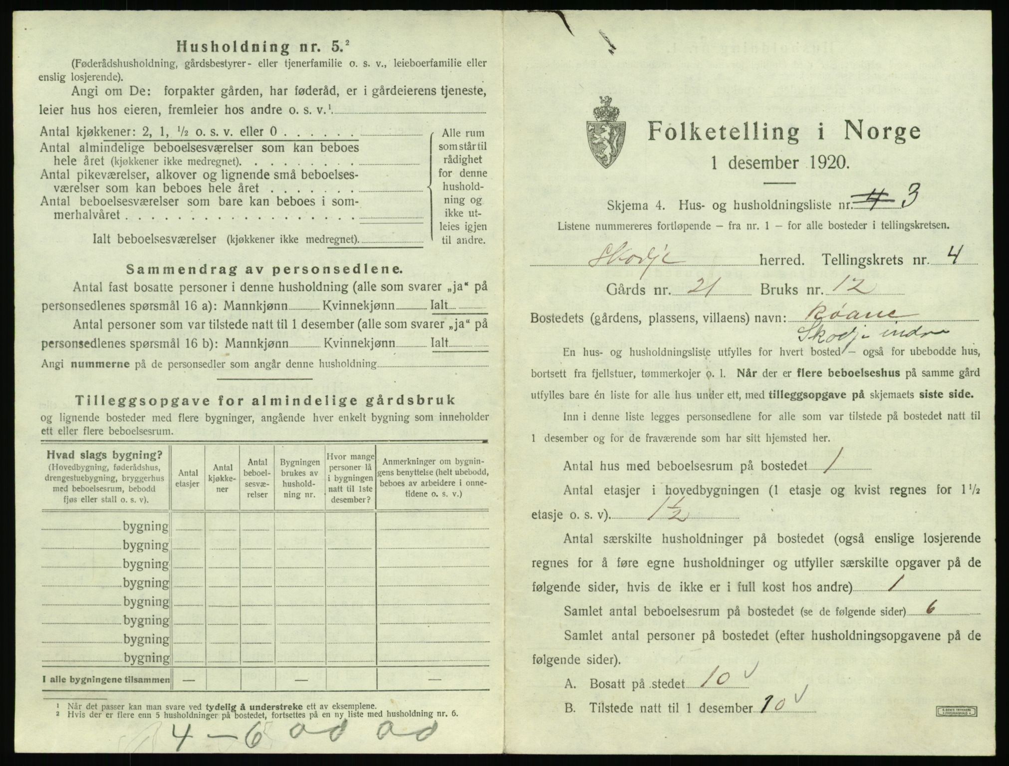 SAT, 1920 census for Skodje, 1920, p. 259