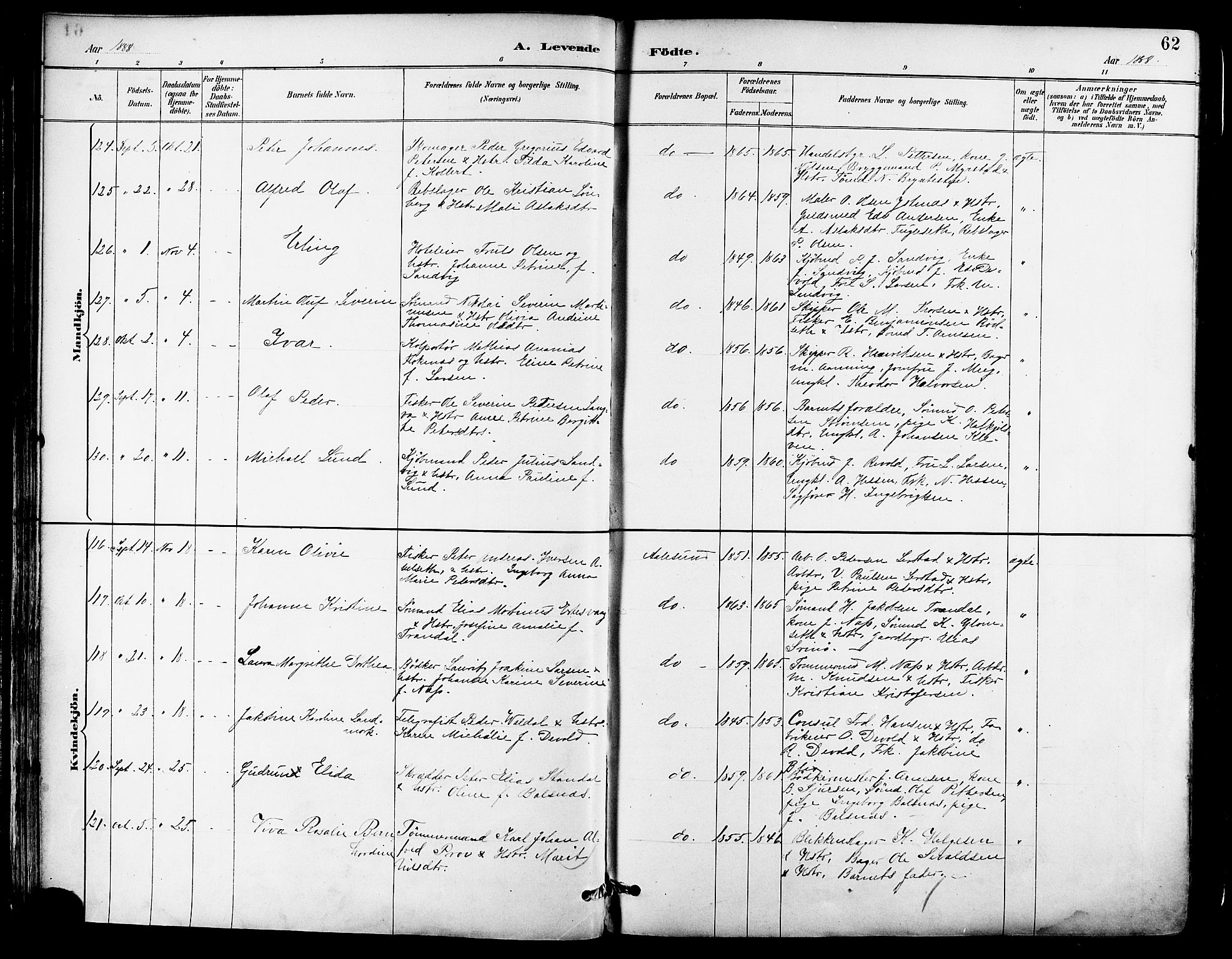 Ministerialprotokoller, klokkerbøker og fødselsregistre - Møre og Romsdal, AV/SAT-A-1454/529/L0455: Parish register (official) no. 529A05, 1885-1893, p. 62