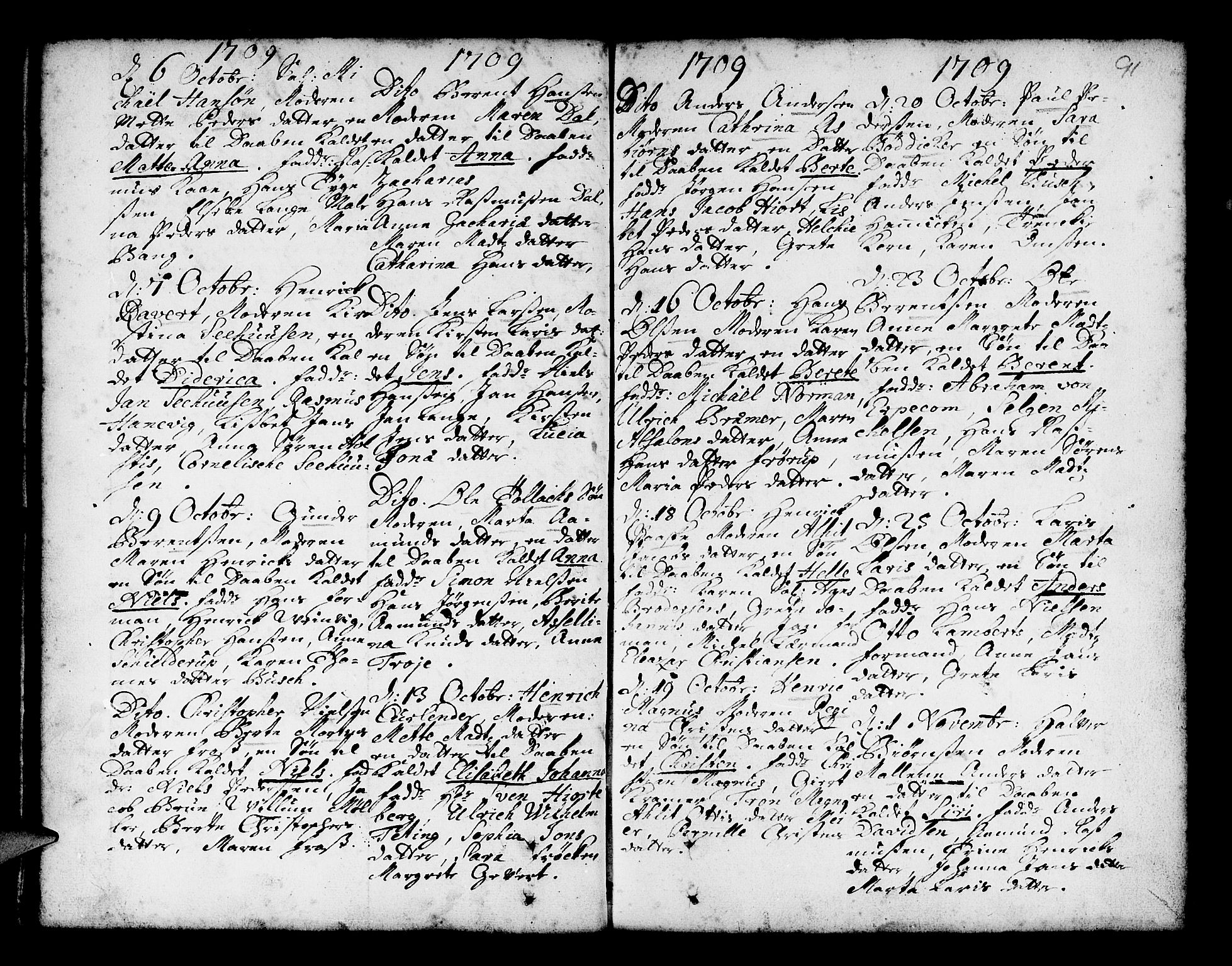 Nykirken Sokneprestembete, SAB/A-77101/H/Haa/L0002: Parish register (official) no. A 2, 1700-1723, p. 91