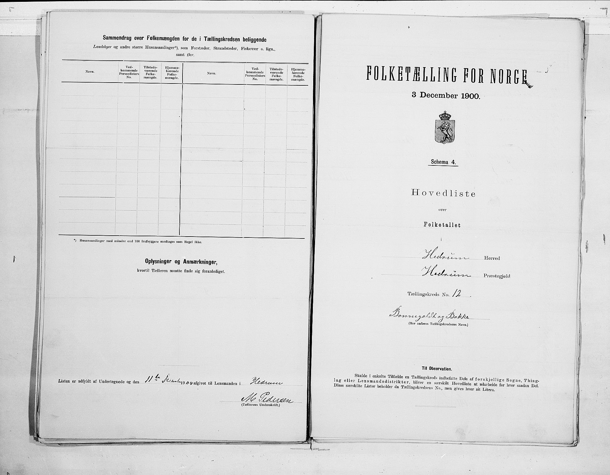 RA, 1900 census for Hedrum, 1900, p. 26