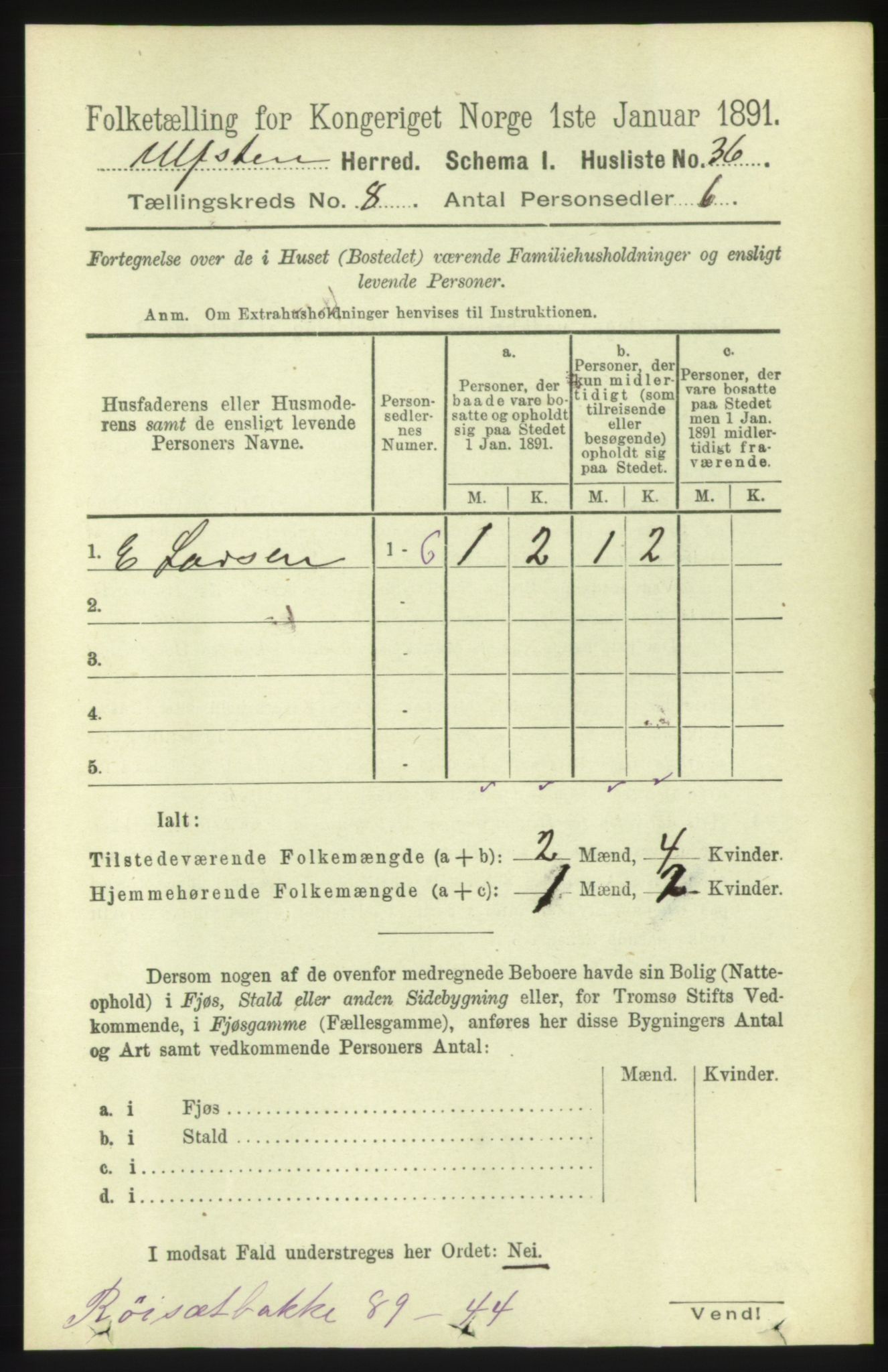 RA, 1891 census for 1516 Ulstein, 1891, p. 2555