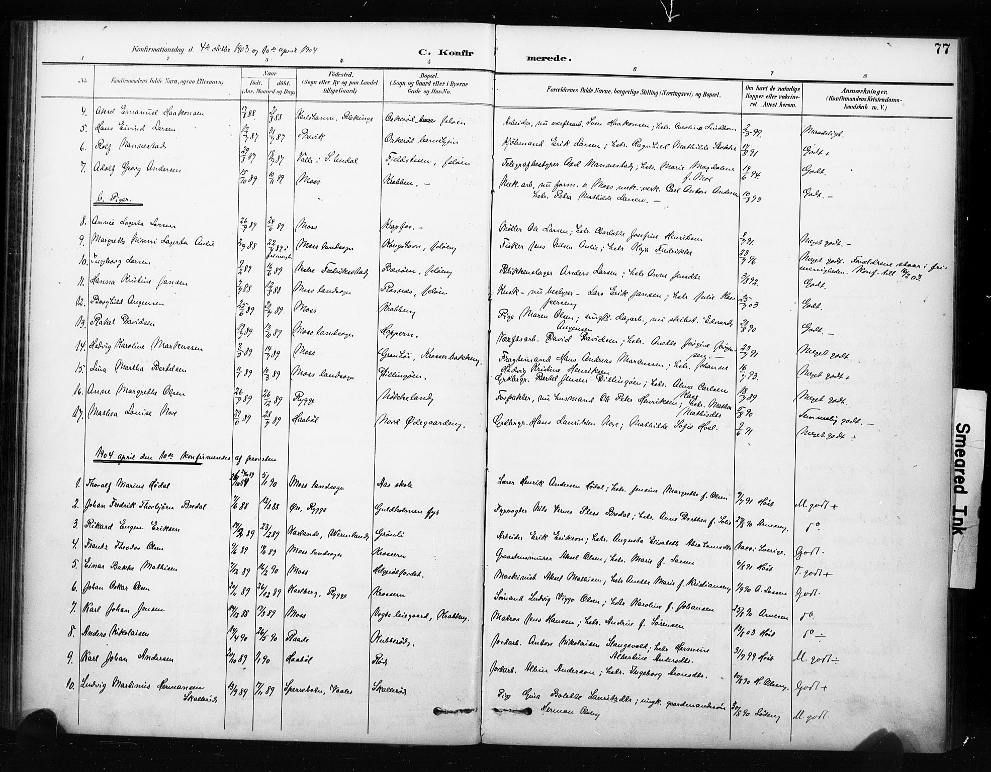 Moss prestekontor Kirkebøker, AV/SAO-A-2003/F/Fc/L0002: Parish register (official) no. III 2, 1894-1906, p. 77
