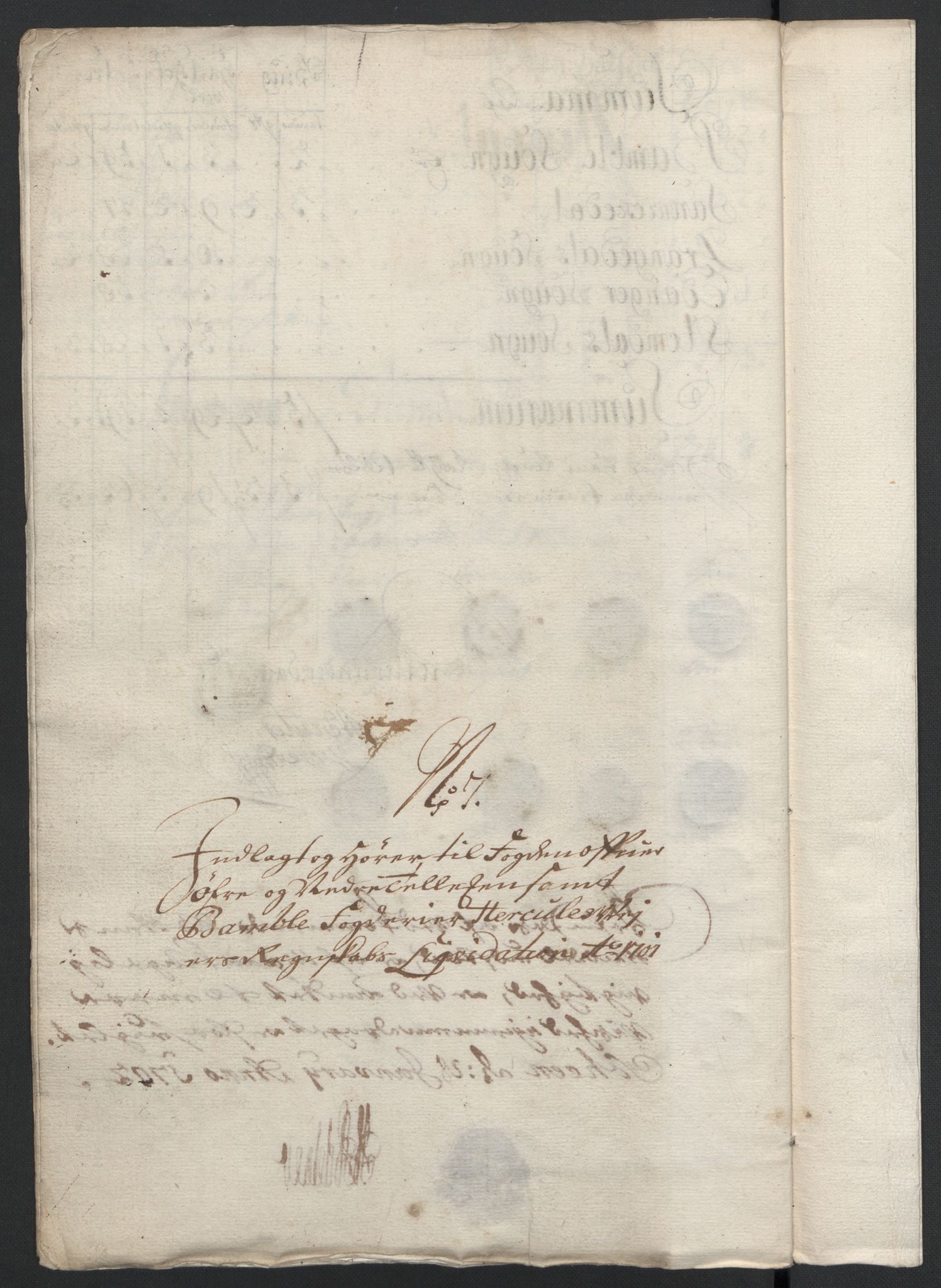 Rentekammeret inntil 1814, Reviderte regnskaper, Fogderegnskap, AV/RA-EA-4092/R36/L2105: Fogderegnskap Øvre og Nedre Telemark og Bamble, 1701, p. 145