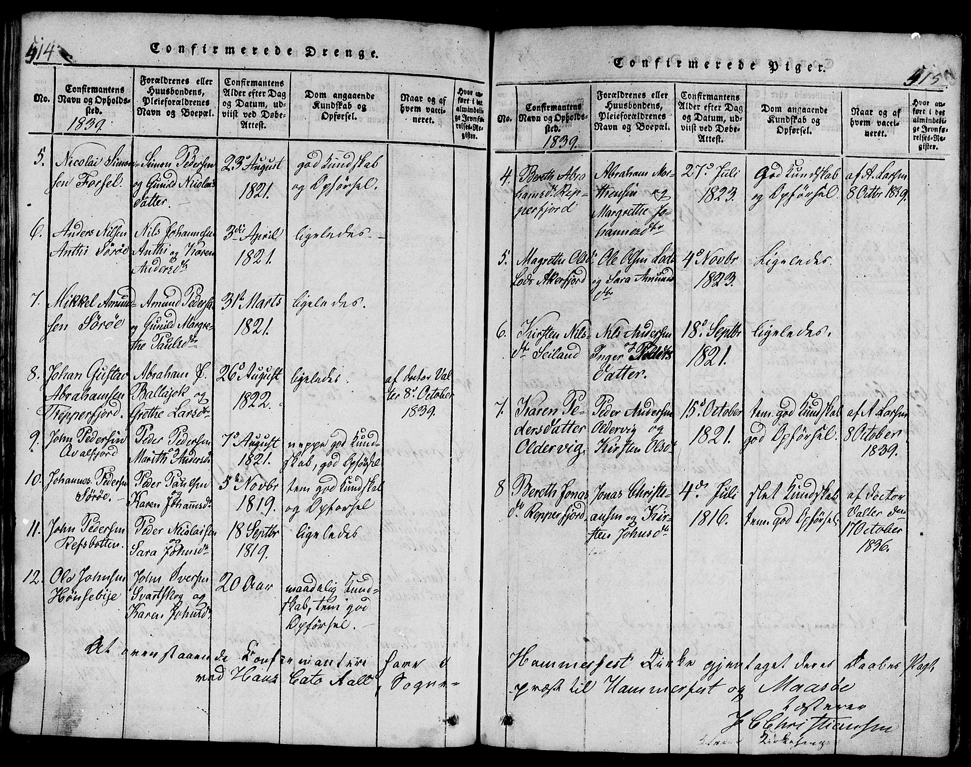Hammerfest sokneprestkontor, SATØ/S-1347/H/Hb/L0001.klokk: Parish register (copy) no. 1, 1822-1850, p. 514-515