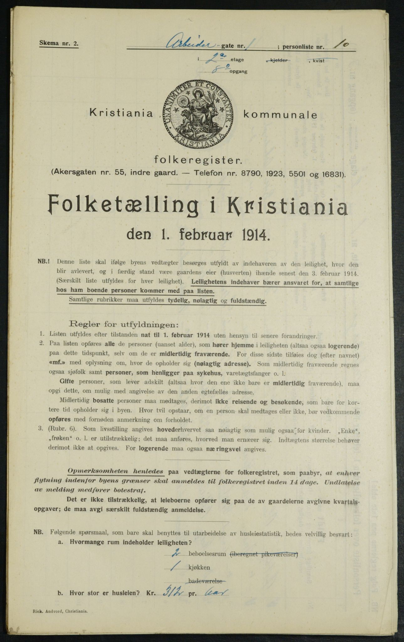 OBA, Municipal Census 1914 for Kristiania, 1914, p. 1479