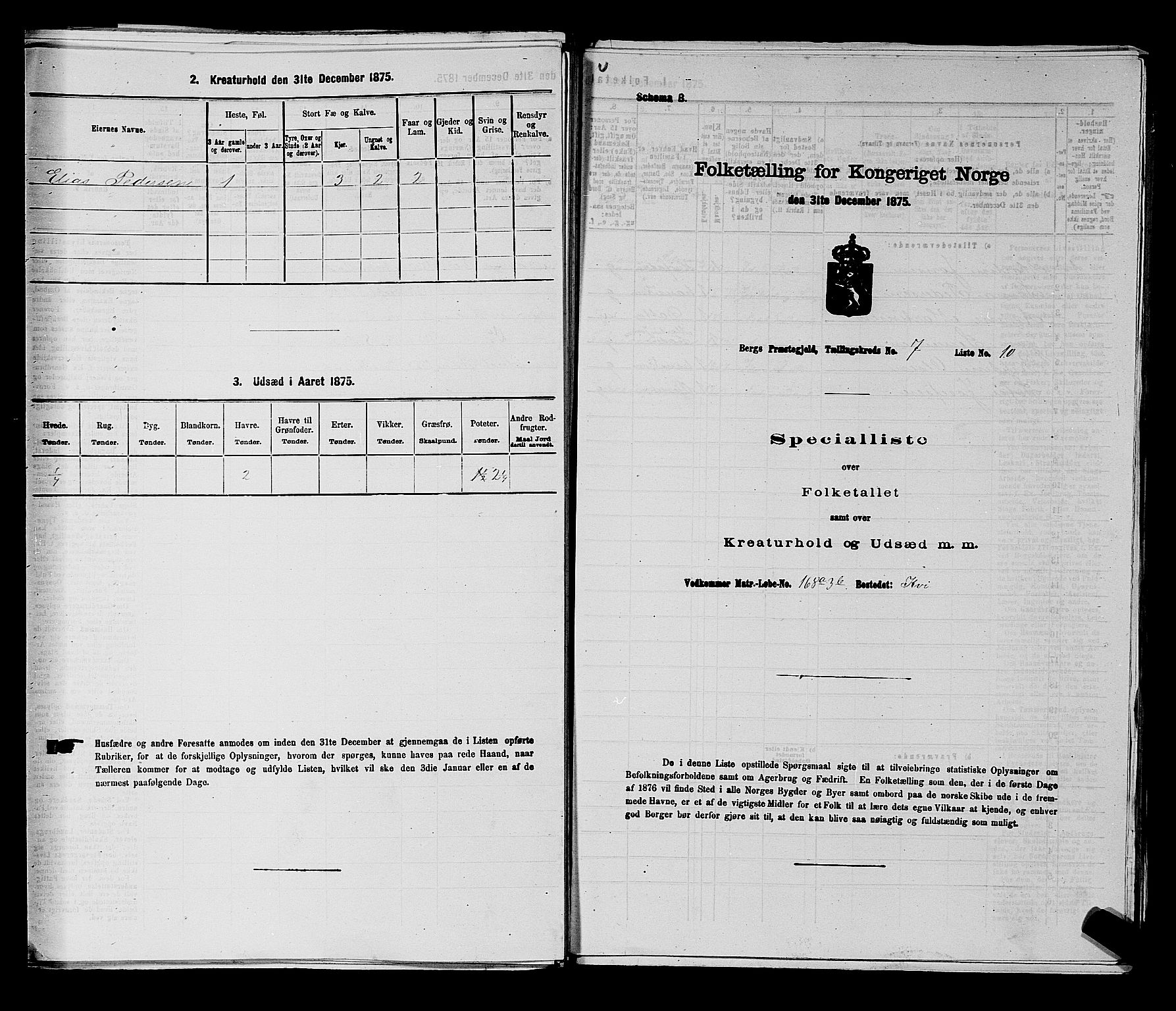 RA, 1875 census for 0116P Berg, 1875, p. 1137