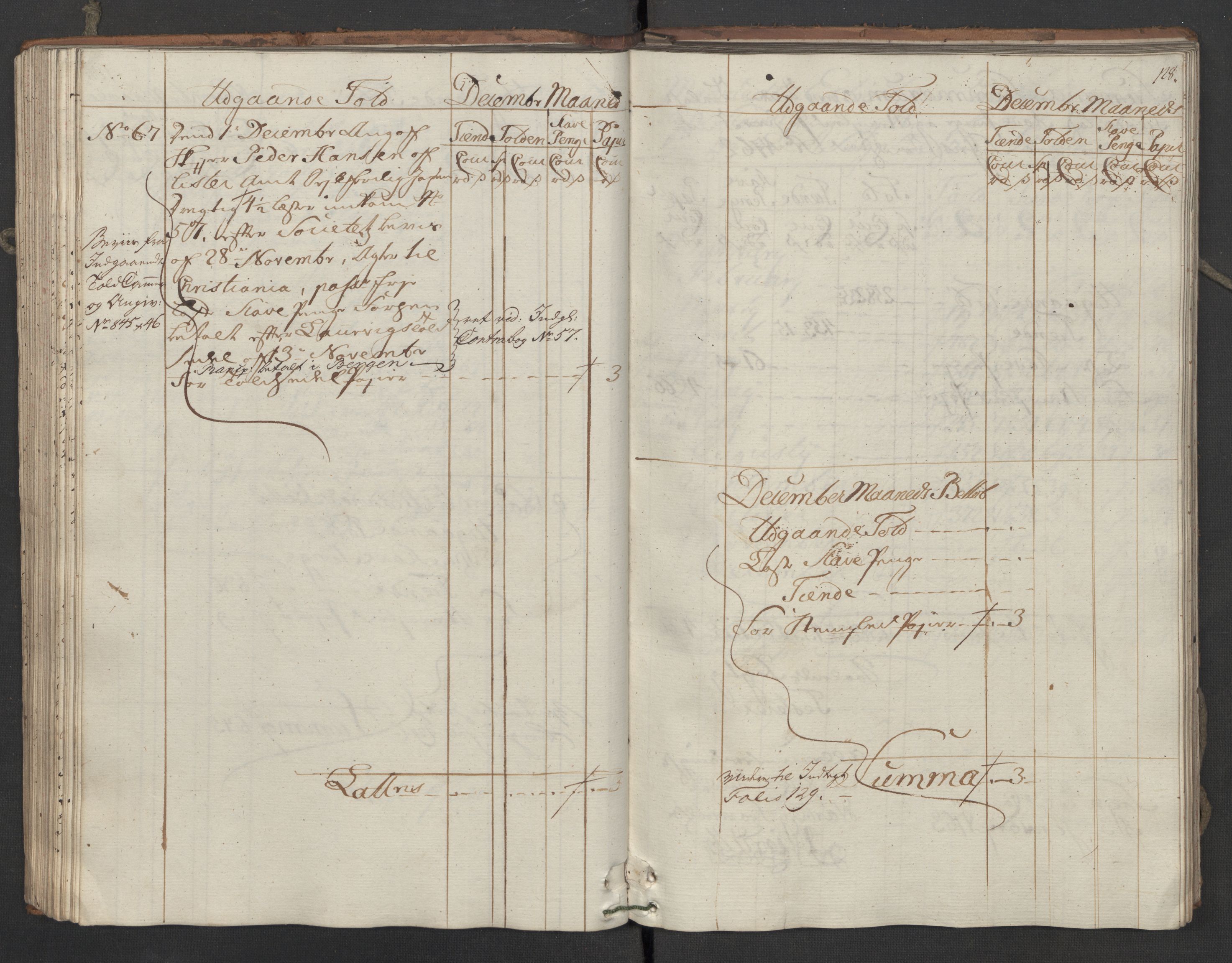 Generaltollkammeret, tollregnskaper, AV/RA-EA-5490/R05/L0039/0001: Tollregnskaper Moss, Son, Krokstad / Utgående hovedtollbok, 1762, p. 128b-129a