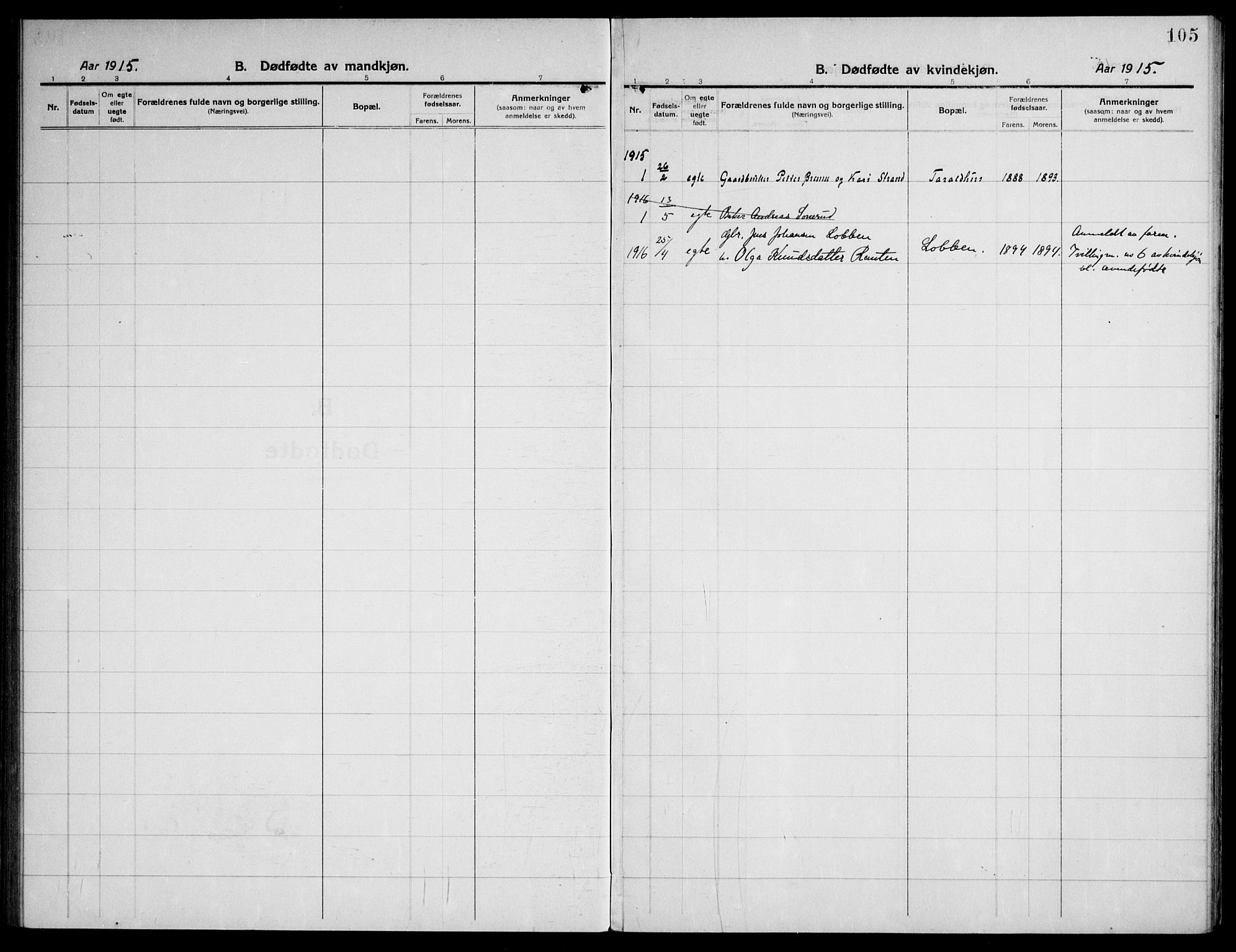 Modum kirkebøker, AV/SAKO-A-234/F/Fa/L0018: Parish register (official) no. 18, 1912-1924, p. 105