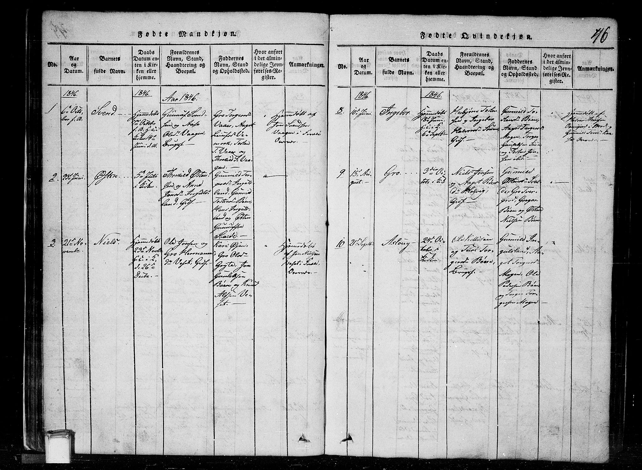 Tinn kirkebøker, SAKO/A-308/G/Gc/L0001: Parish register (copy) no. III 1, 1815-1879, p. 46