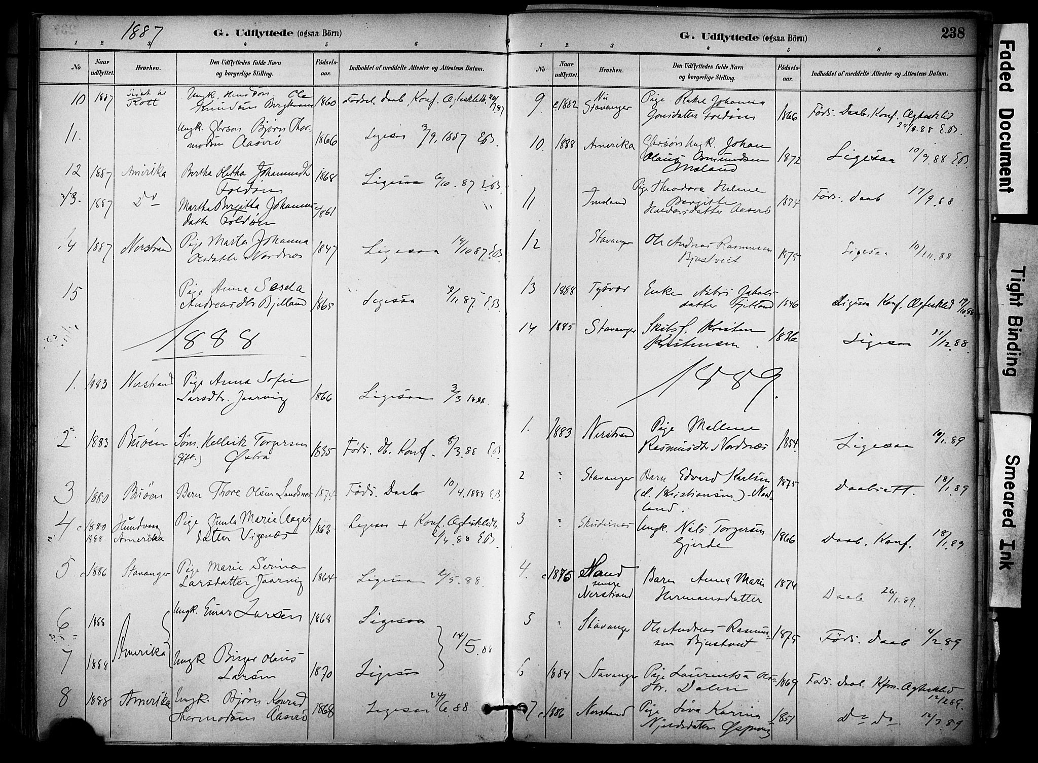 Jelsa sokneprestkontor, SAST/A-101842/01/IV: Parish register (official) no. A 10, 1884-1906, p. 238