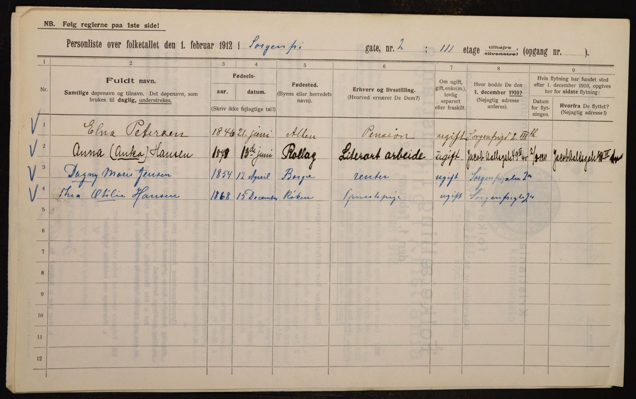 OBA, Municipal Census 1912 for Kristiania, 1912, p. 100098