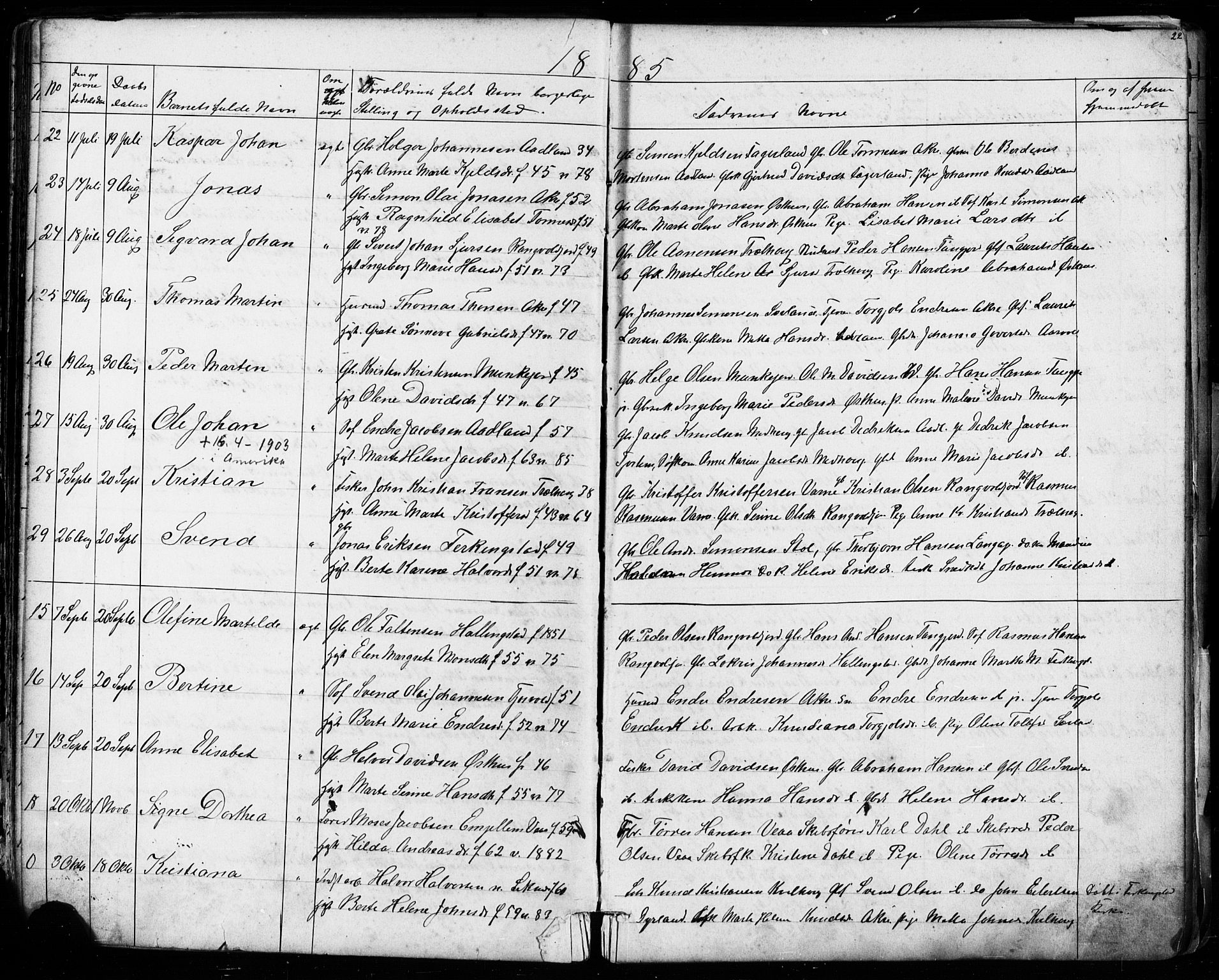 Kopervik sokneprestkontor, AV/SAST-A-101850/H/Ha/Hab/L0002: Parish register (copy) no. B 2, 1881-1905, p. 22