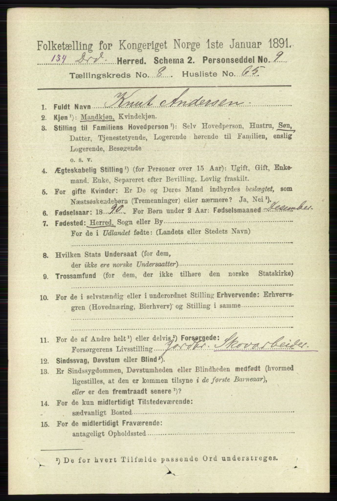 RA, 1891 census for 0817 Drangedal, 1891, p. 3083