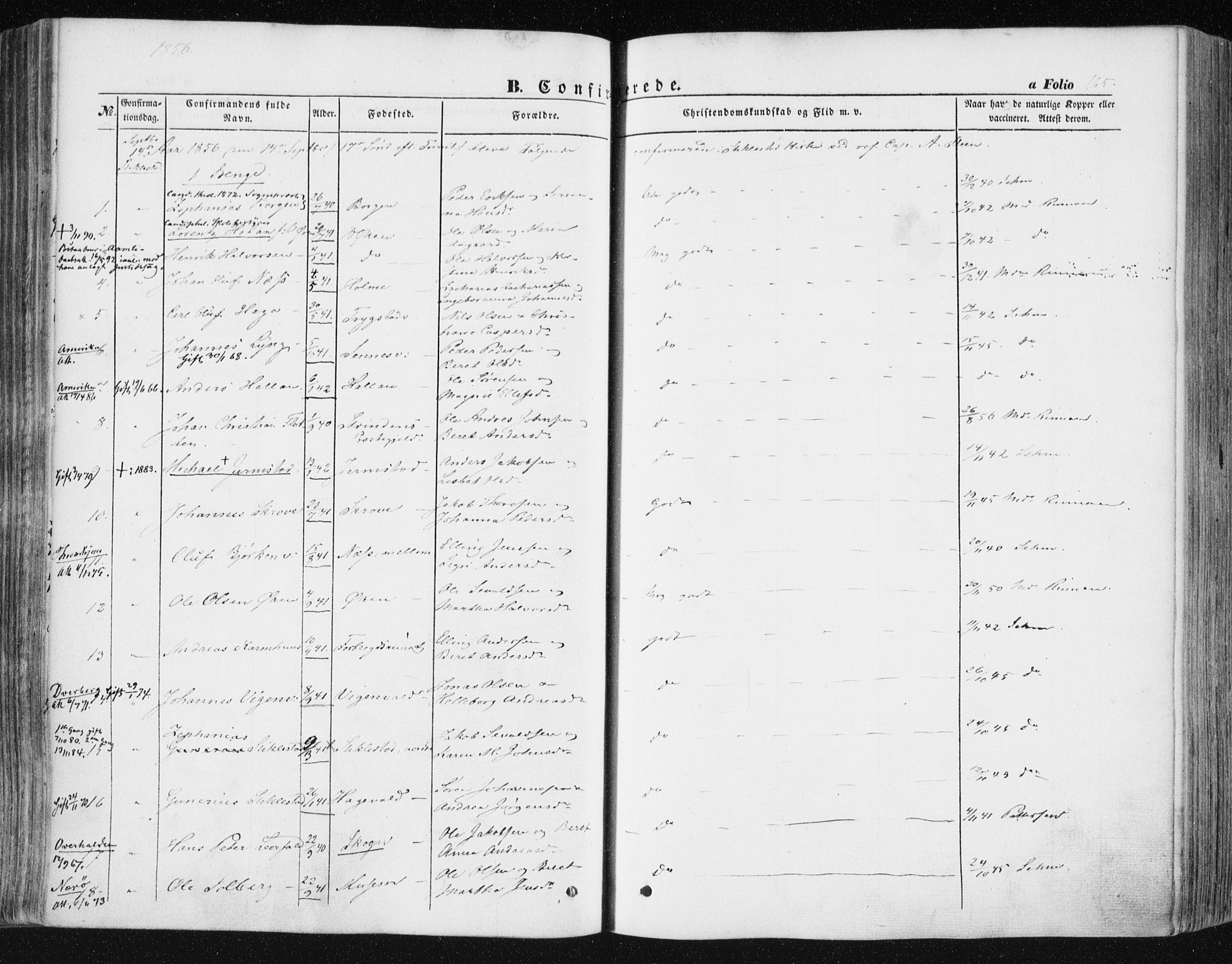 Ministerialprotokoller, klokkerbøker og fødselsregistre - Nord-Trøndelag, SAT/A-1458/723/L0240: Parish register (official) no. 723A09, 1852-1860, p. 165