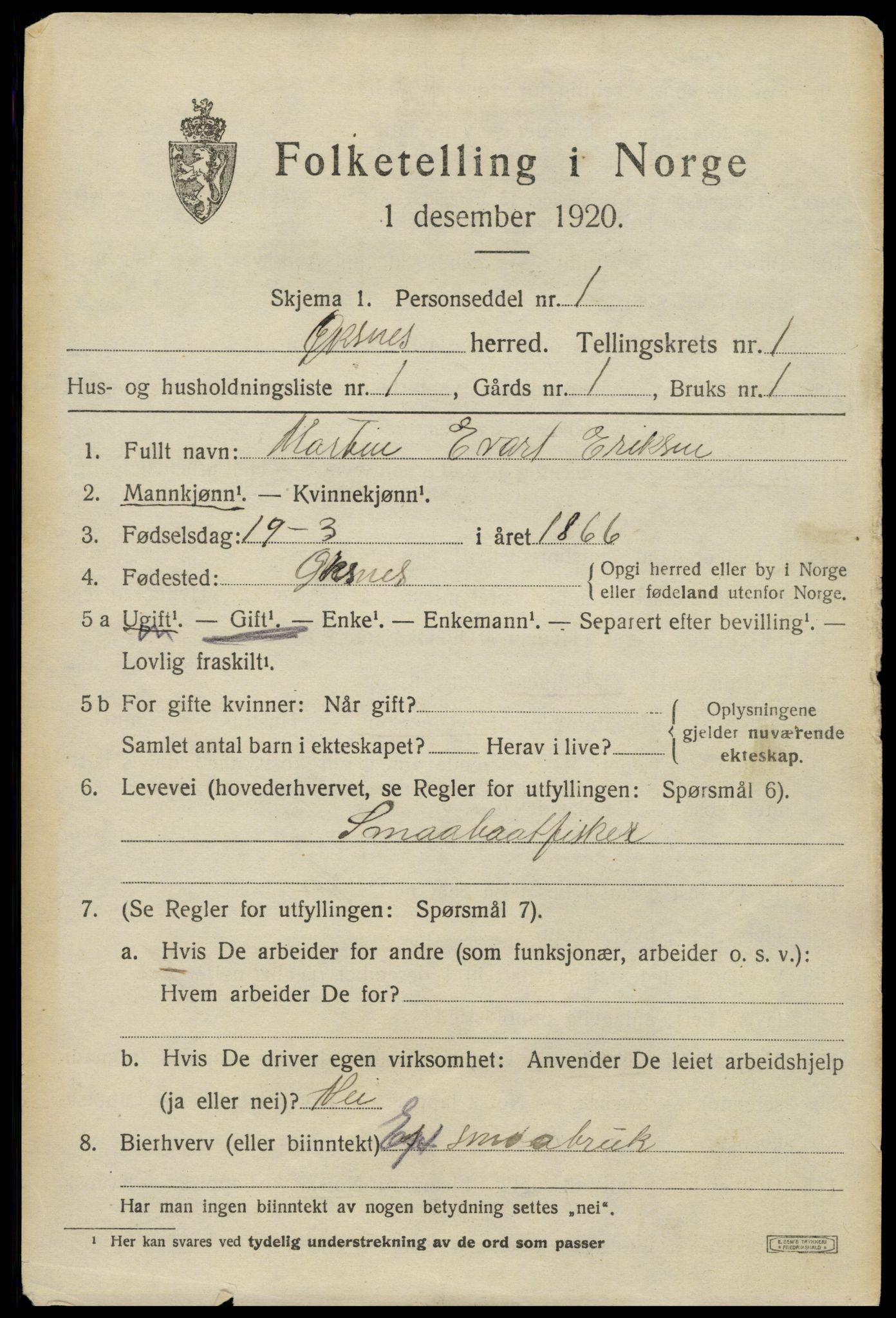 SAT, 1920 census for Øksnes, 1920, p. 728