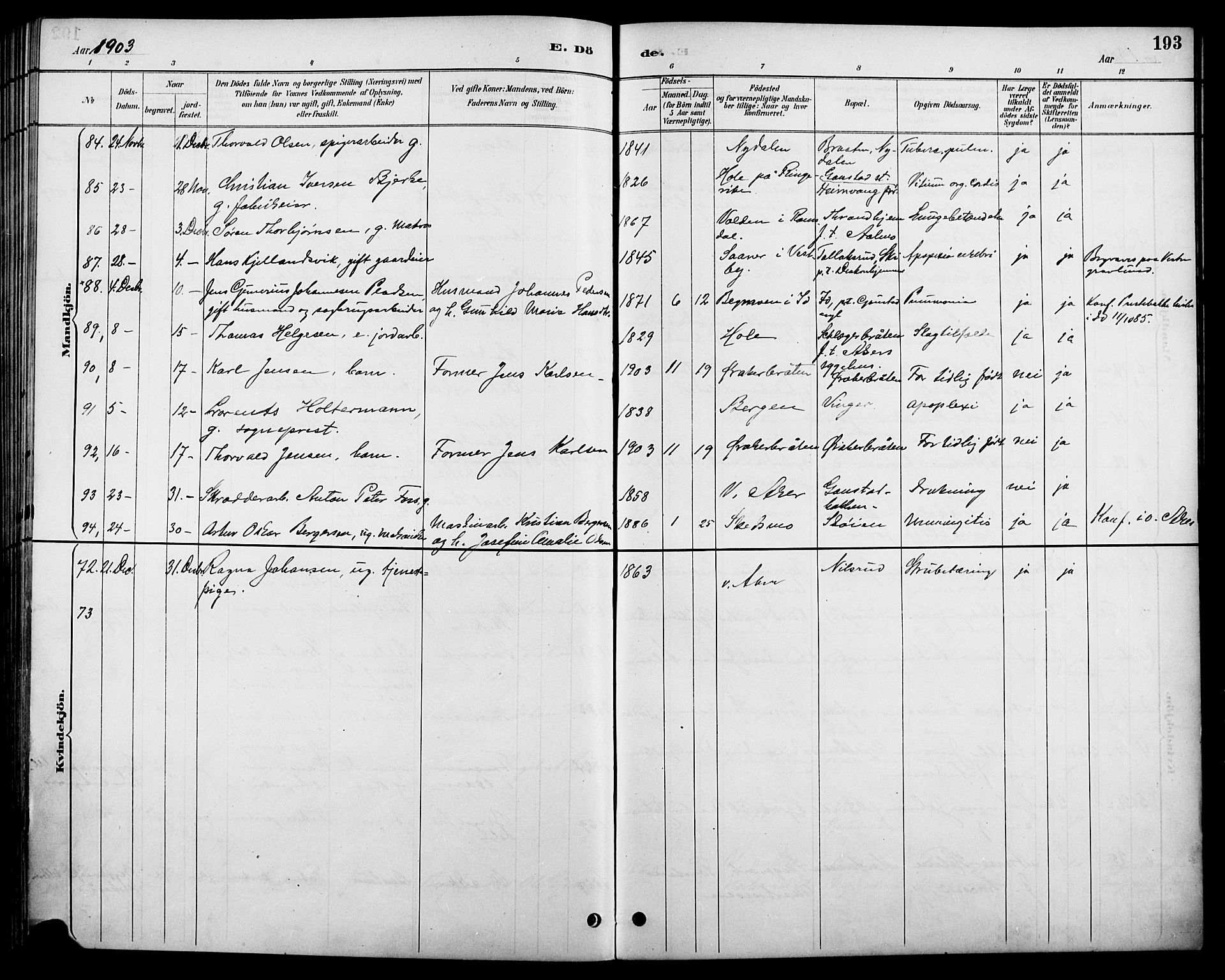 Vestre Aker prestekontor Kirkebøker, AV/SAO-A-10025/F/Fa/L0011: Parish register (official) no. 11, 1886-1904, p. 193