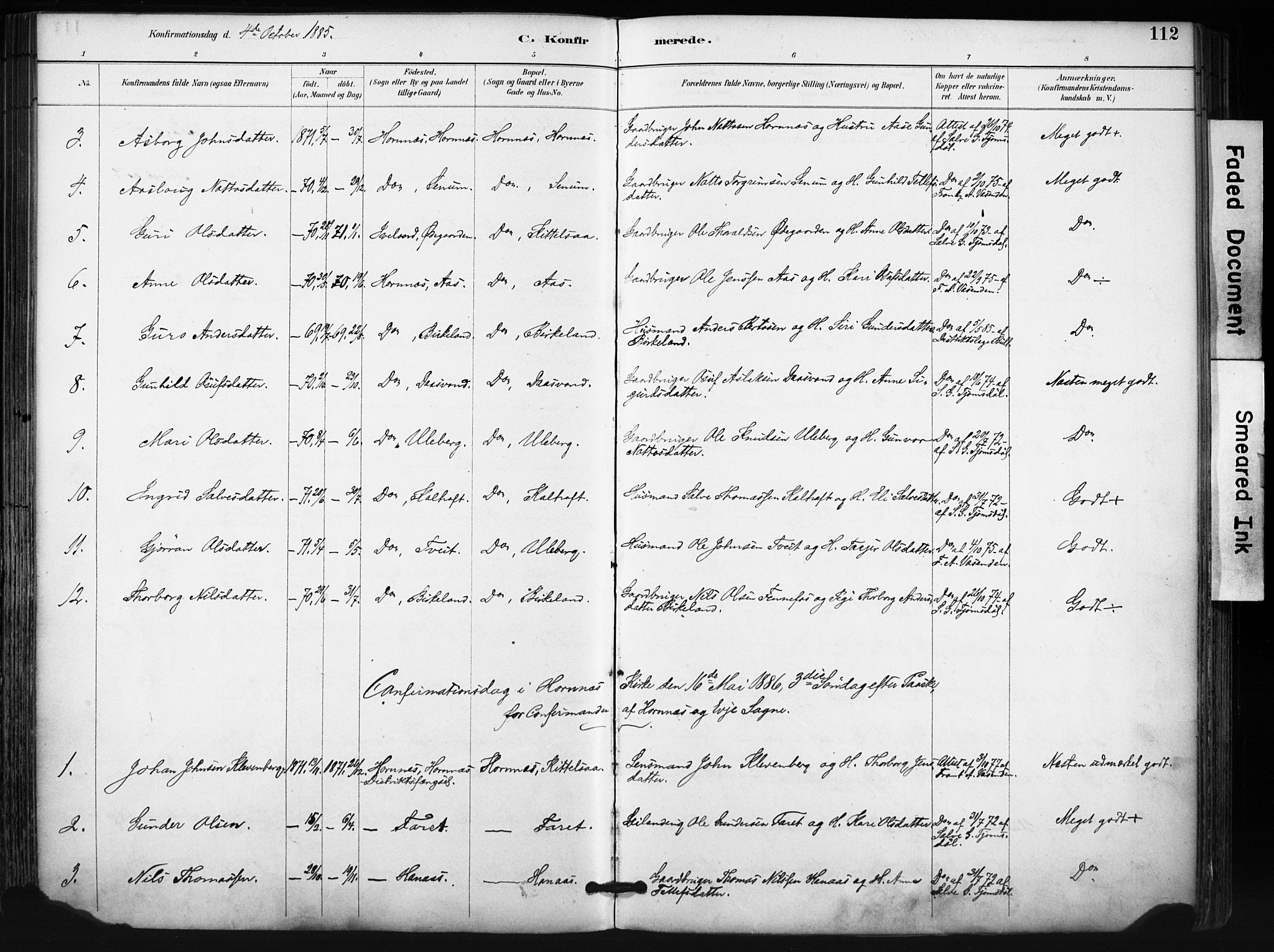 Evje sokneprestkontor, SAK/1111-0008/F/Fa/Fab/L0003: Parish register (official) no. A 3, 1884-1909, p. 112