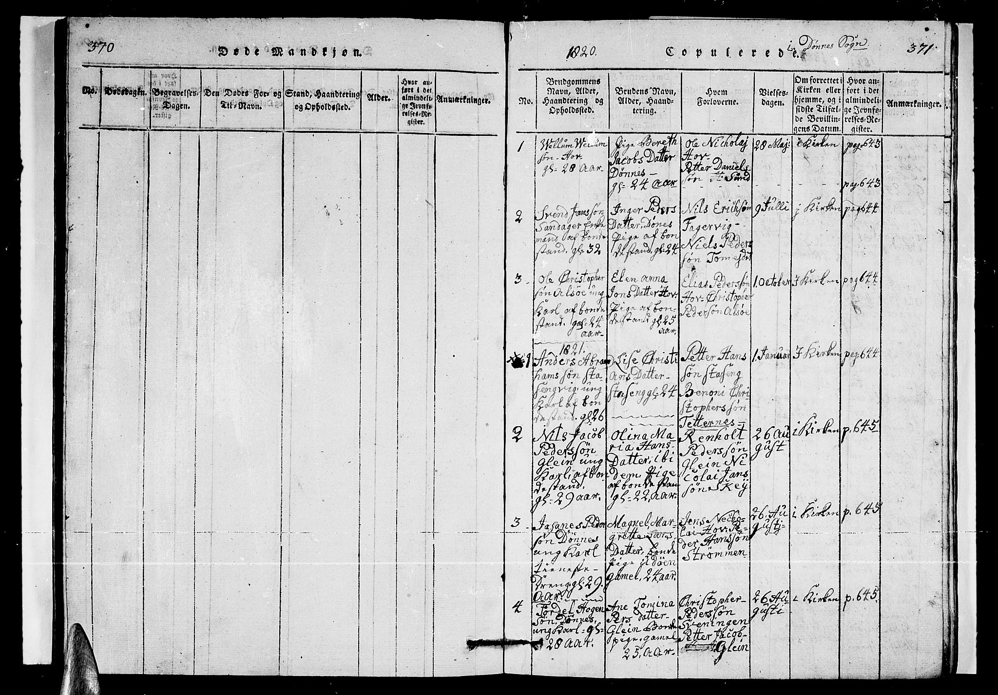 Ministerialprotokoller, klokkerbøker og fødselsregistre - Nordland, SAT/A-1459/835/L0529: Parish register (copy) no. 835C01, 1820-1828, p. 371