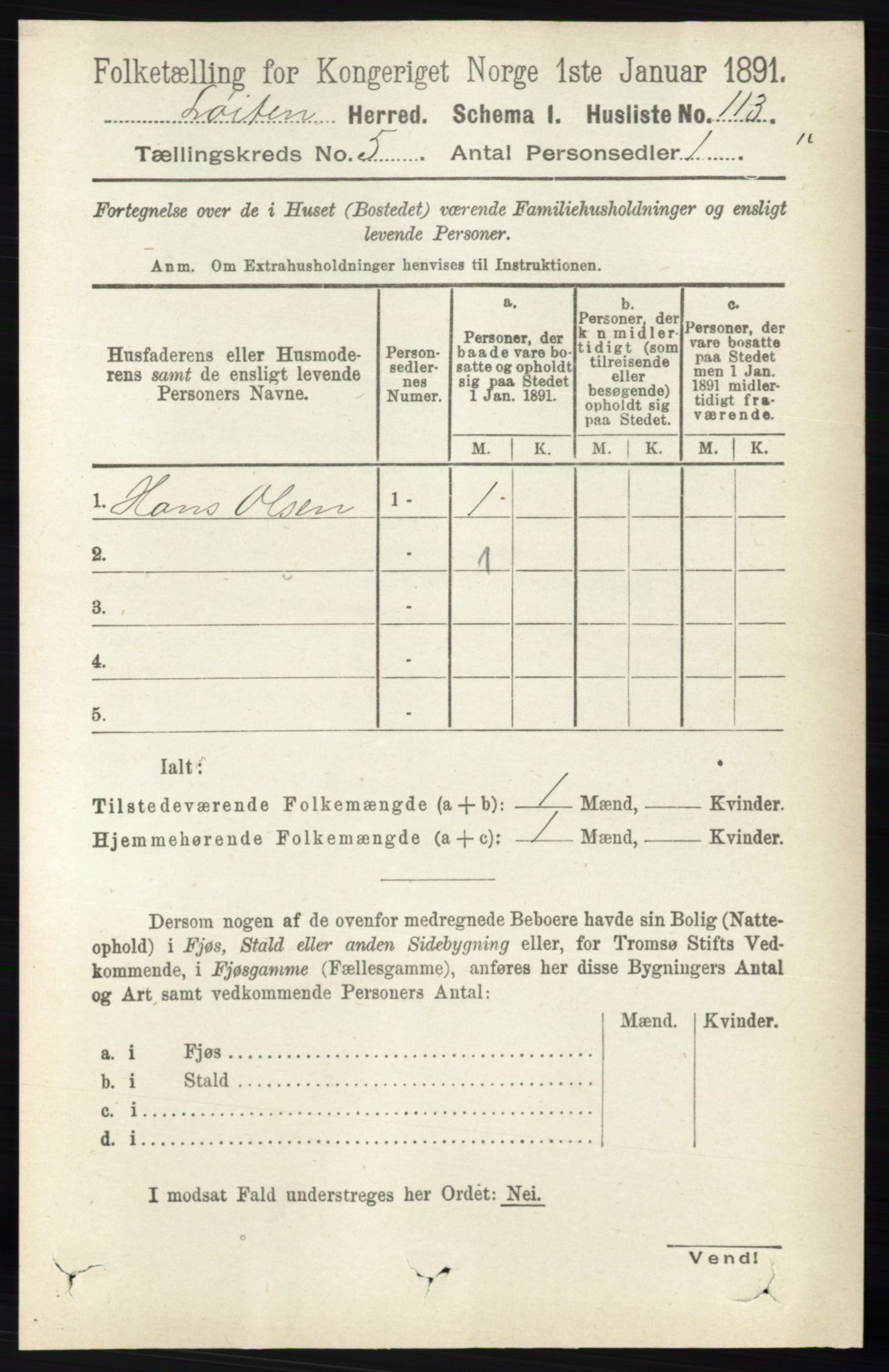 RA, 1891 census for 0415 Løten, 1891, p. 3418