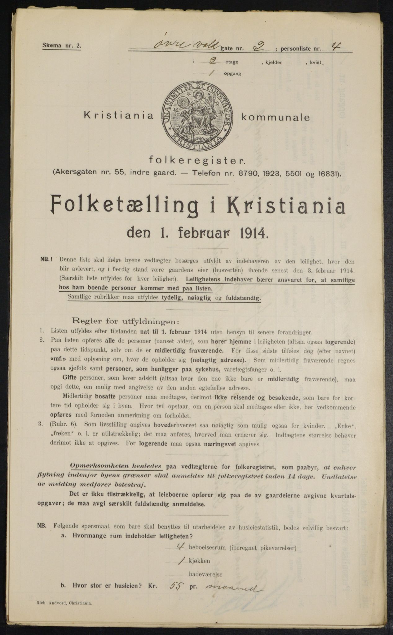 OBA, Municipal Census 1914 for Kristiania, 1914, p. 131108