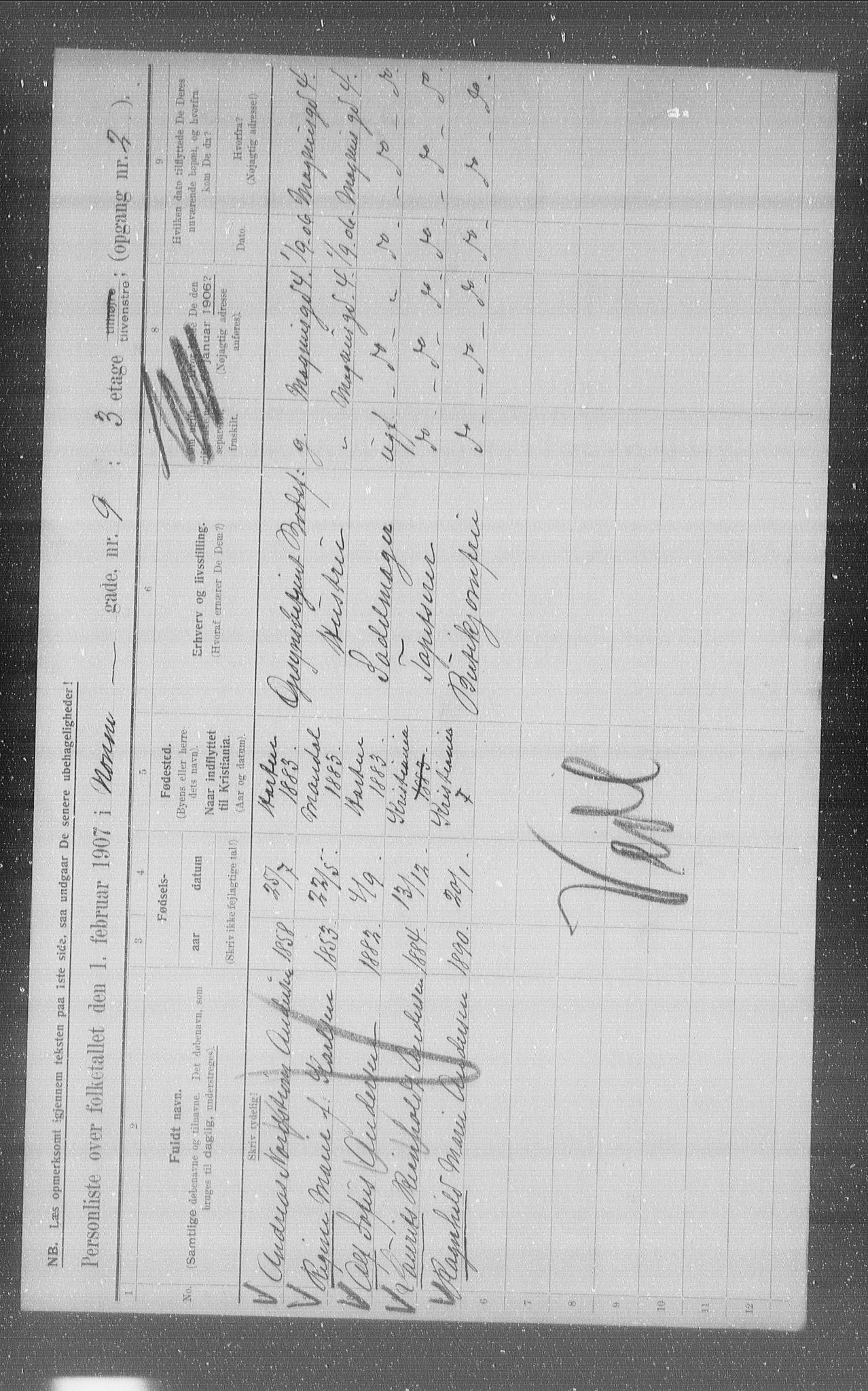 OBA, Municipal Census 1907 for Kristiania, 1907, p. 65803