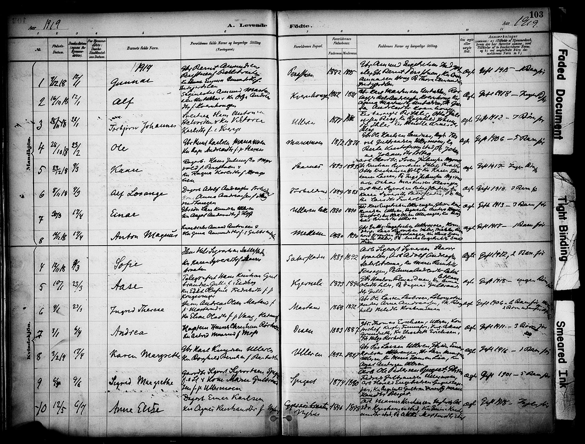 Sør-Odal prestekontor, AV/SAH-PREST-030/H/Ha/Haa/L0008: Parish register (official) no. 8, 1886-1922, p. 103