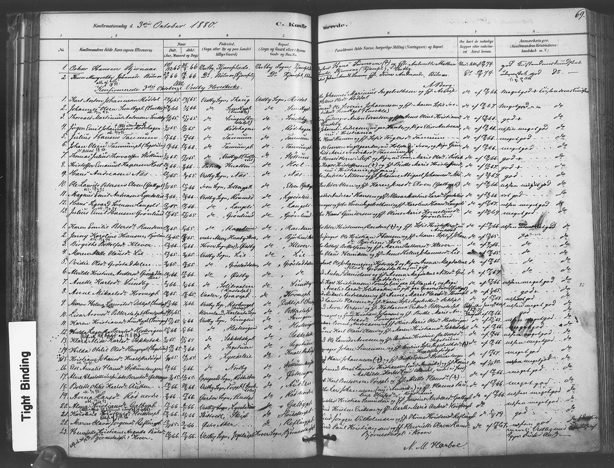 Vestby prestekontor Kirkebøker, AV/SAO-A-10893/F/Fa/L0009: Parish register (official) no. I 9, 1878-1900, p. 69