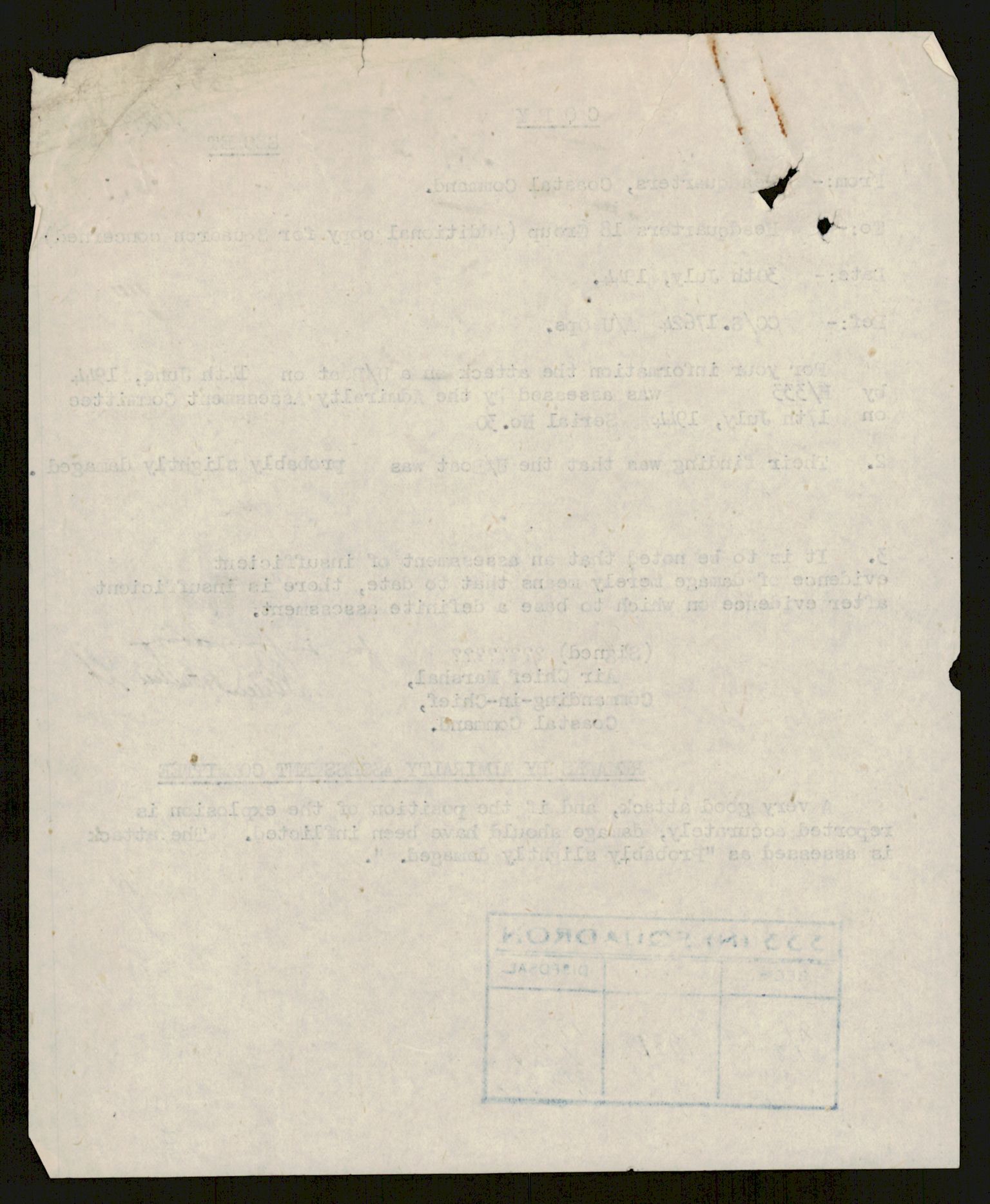 Forsvaret, 333 Skvadron, AV/RA-RAFA-2003/1/Da/L0041: Combat, Crash and and Circumstantial Reports , 1943-1945, p. 290