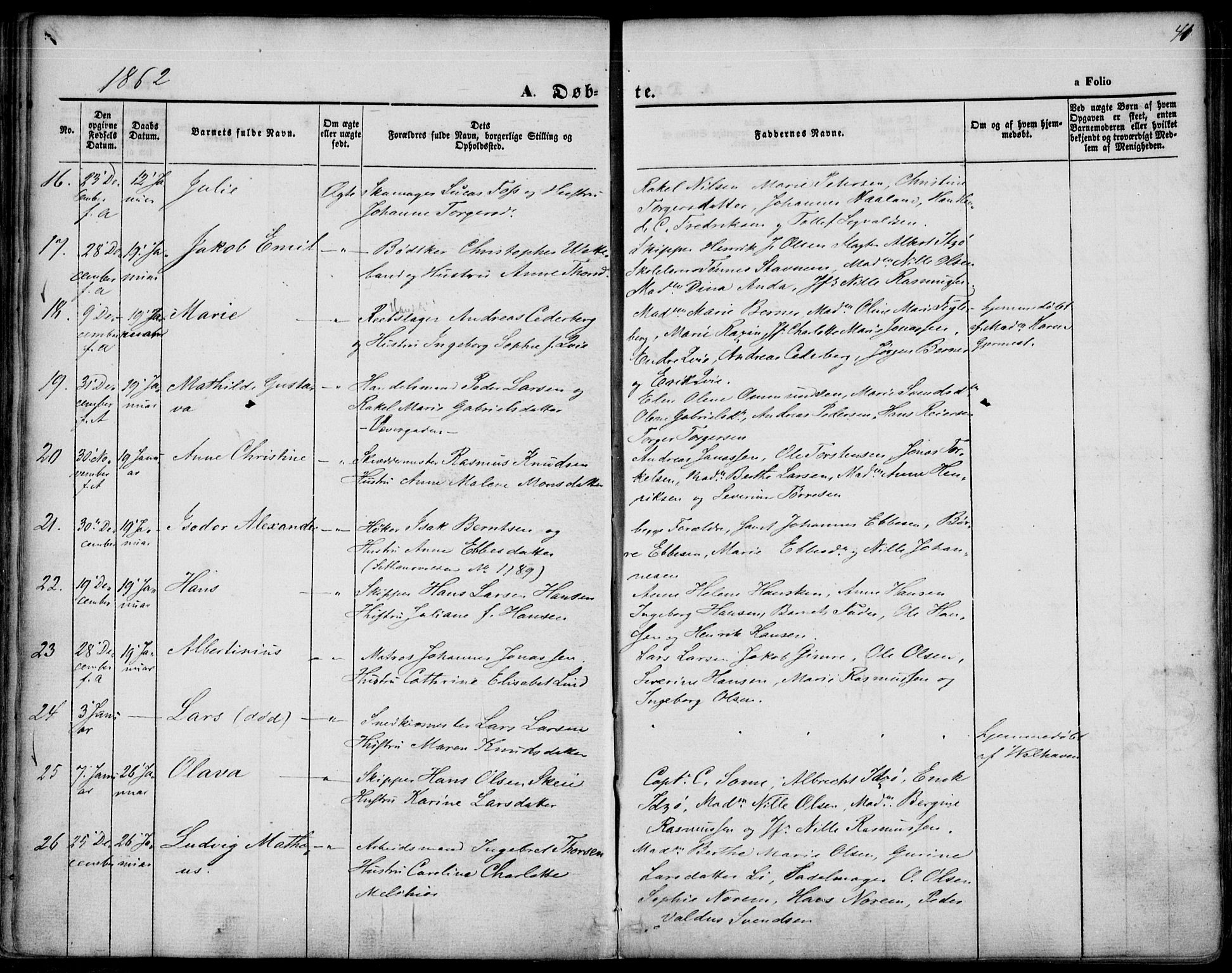 St. Petri sokneprestkontor, AV/SAST-A-101813/001/30/30BA/L0001: Parish register (official) no. A 1, 1861-1868, p. 41