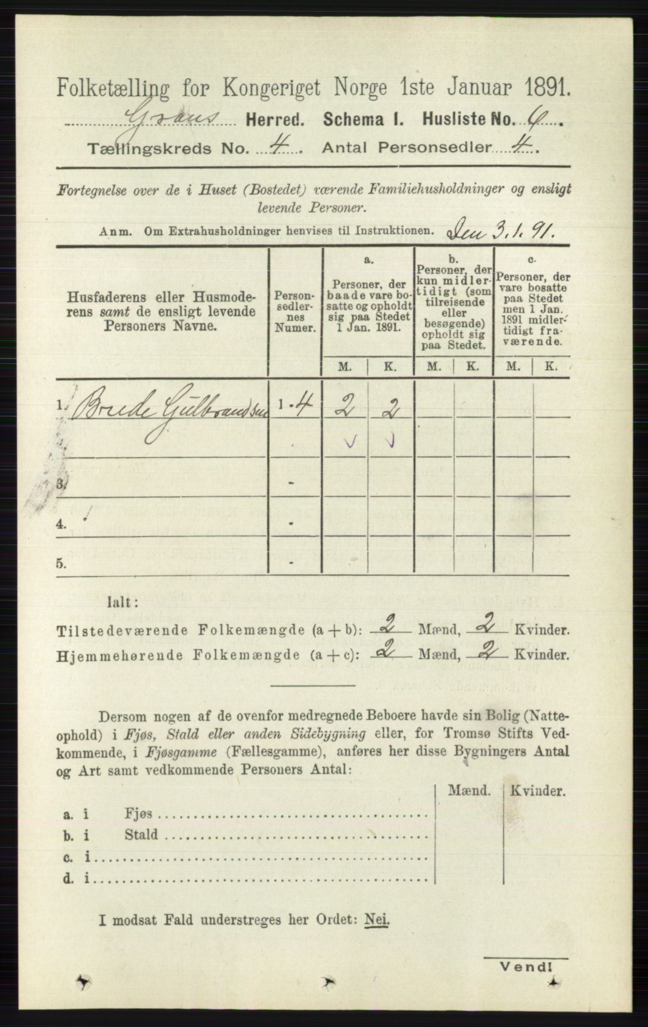 RA, 1891 census for 0534 Gran, 1891, p. 1097