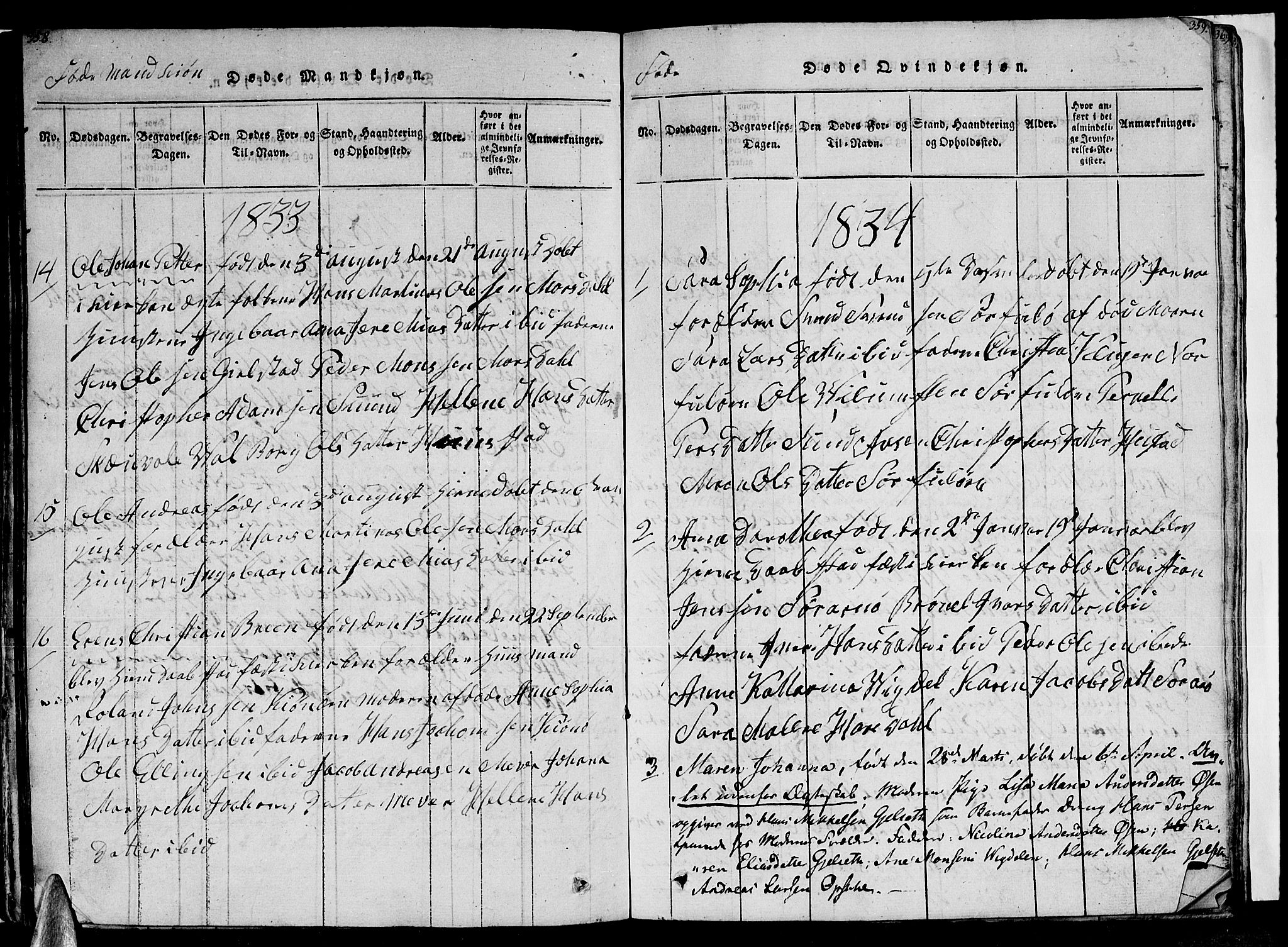 Ministerialprotokoller, klokkerbøker og fødselsregistre - Nordland, AV/SAT-A-1459/805/L0105: Parish register (copy) no. 805C01, 1820-1839, p. 358-359