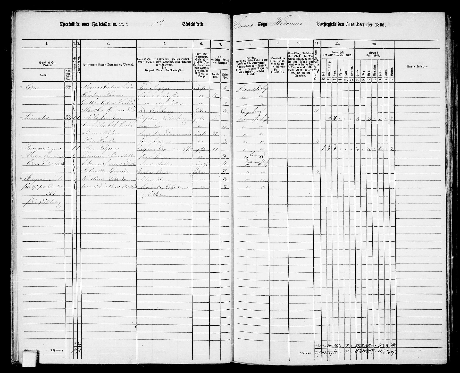 RA, 1865 census for Hedrum, 1865, p. 29