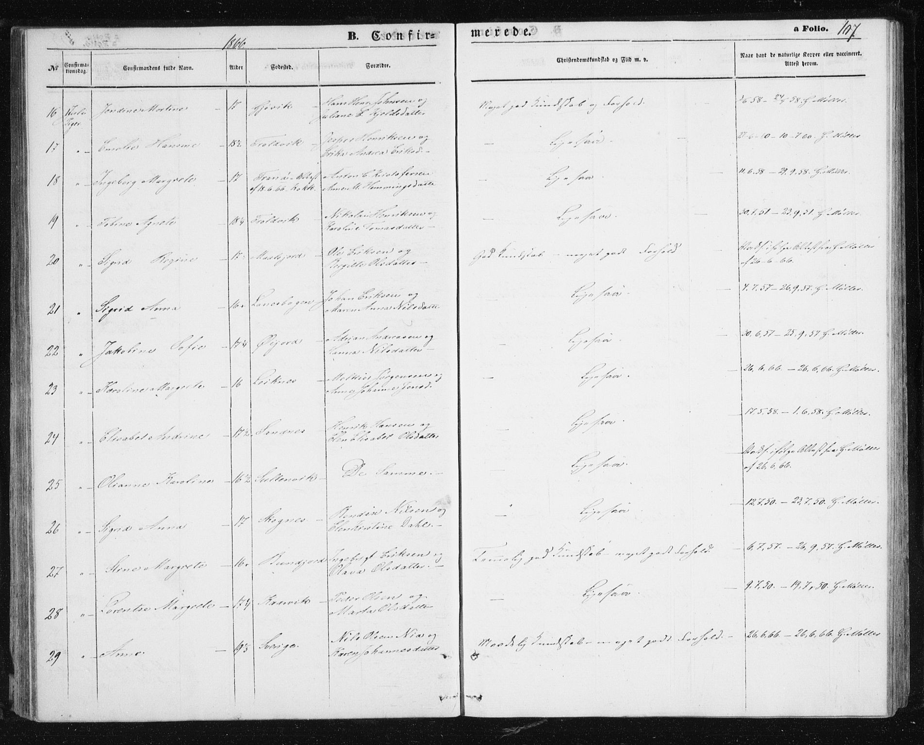 Lenvik sokneprestembete, AV/SATØ-S-1310/H/Ha/Hab/L0004klokker: Parish register (copy) no. 4, 1859-1869, p. 107