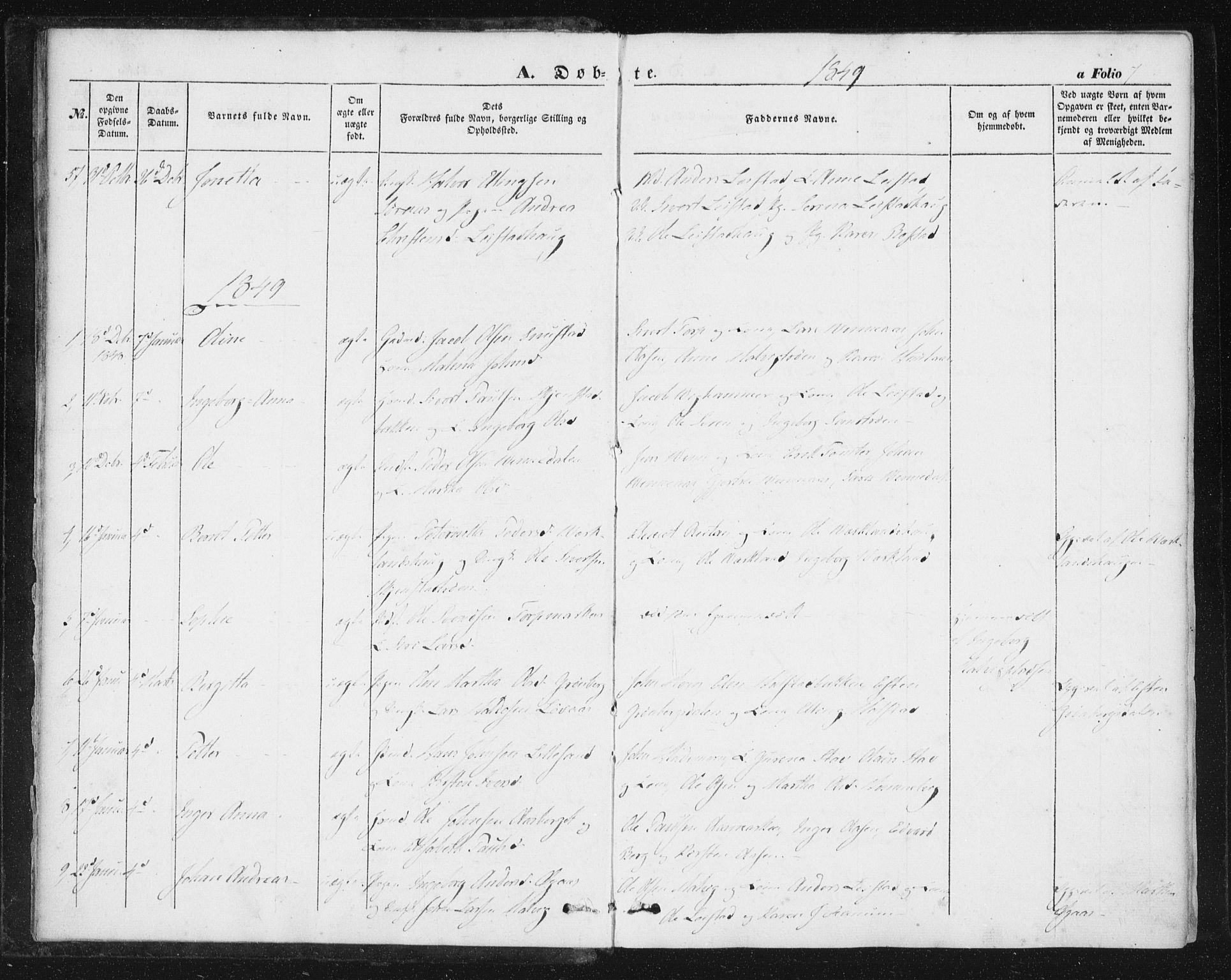 Ministerialprotokoller, klokkerbøker og fødselsregistre - Sør-Trøndelag, SAT/A-1456/616/L0407: Parish register (official) no. 616A04, 1848-1856, p. 7