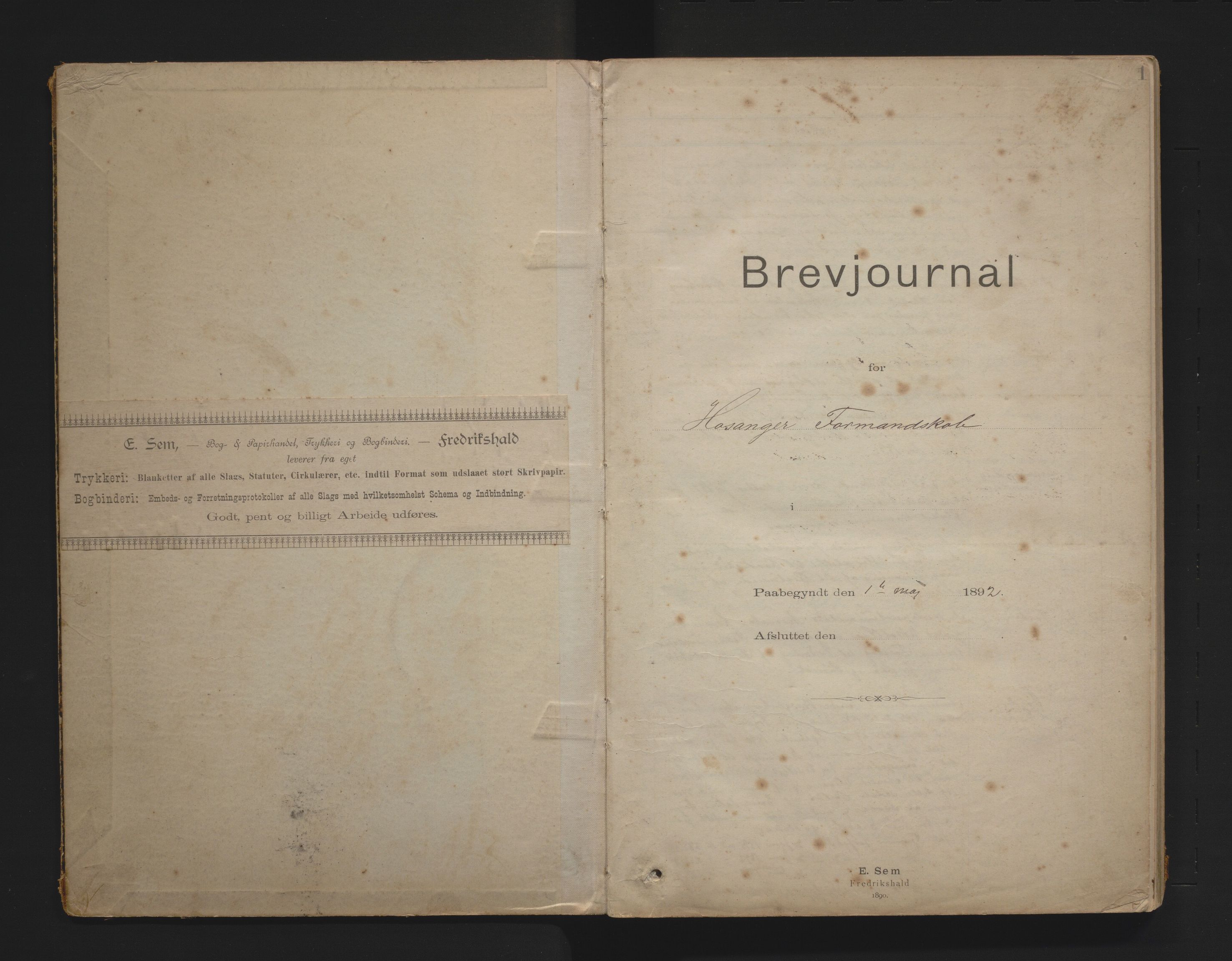 Hosanger kommune. Formannskapet, IKAH/1253a-021/C/Ca/L0001B: Postjournal, 1892-1913