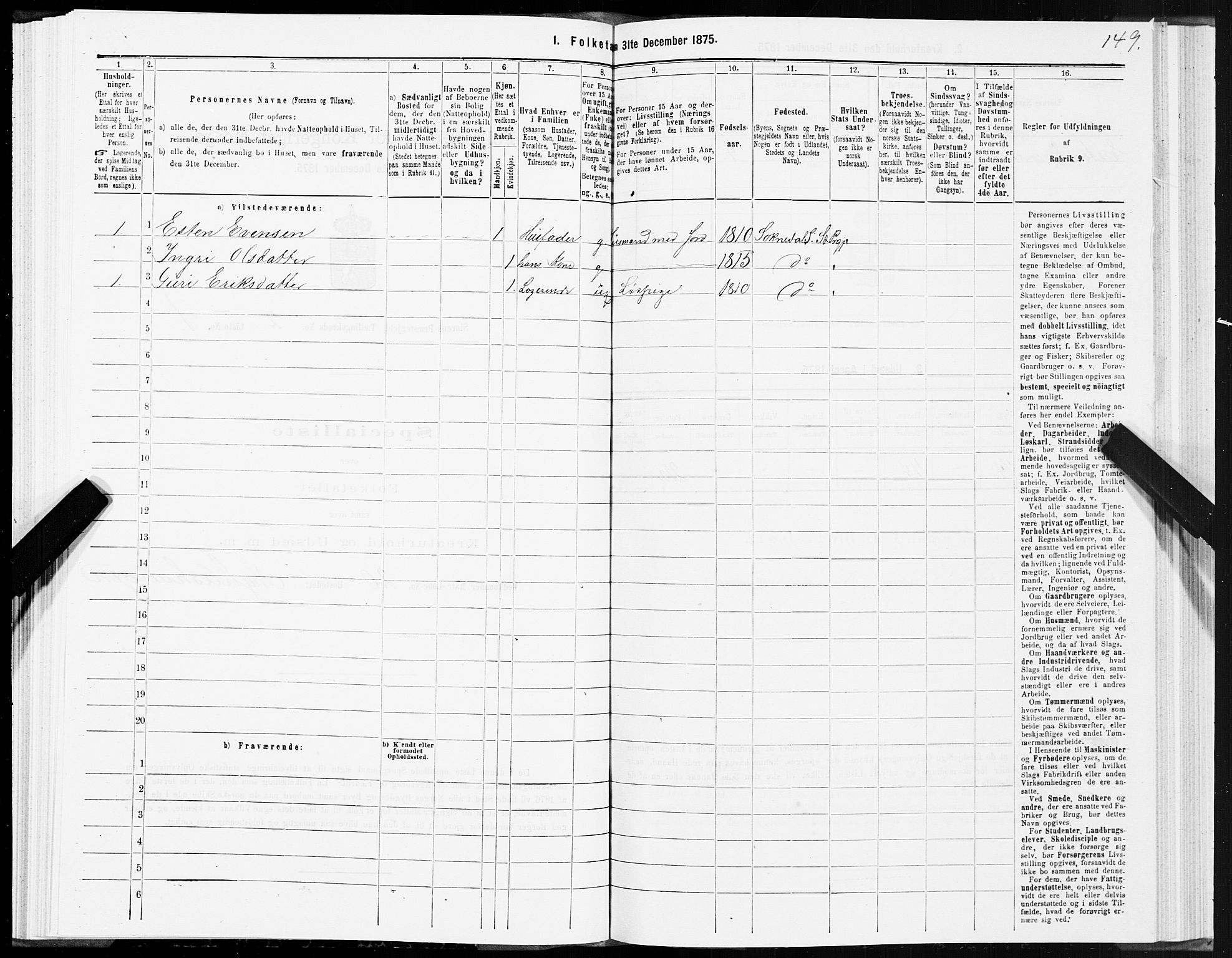 SAT, 1875 census for 1648P Støren, 1875, p. 7149