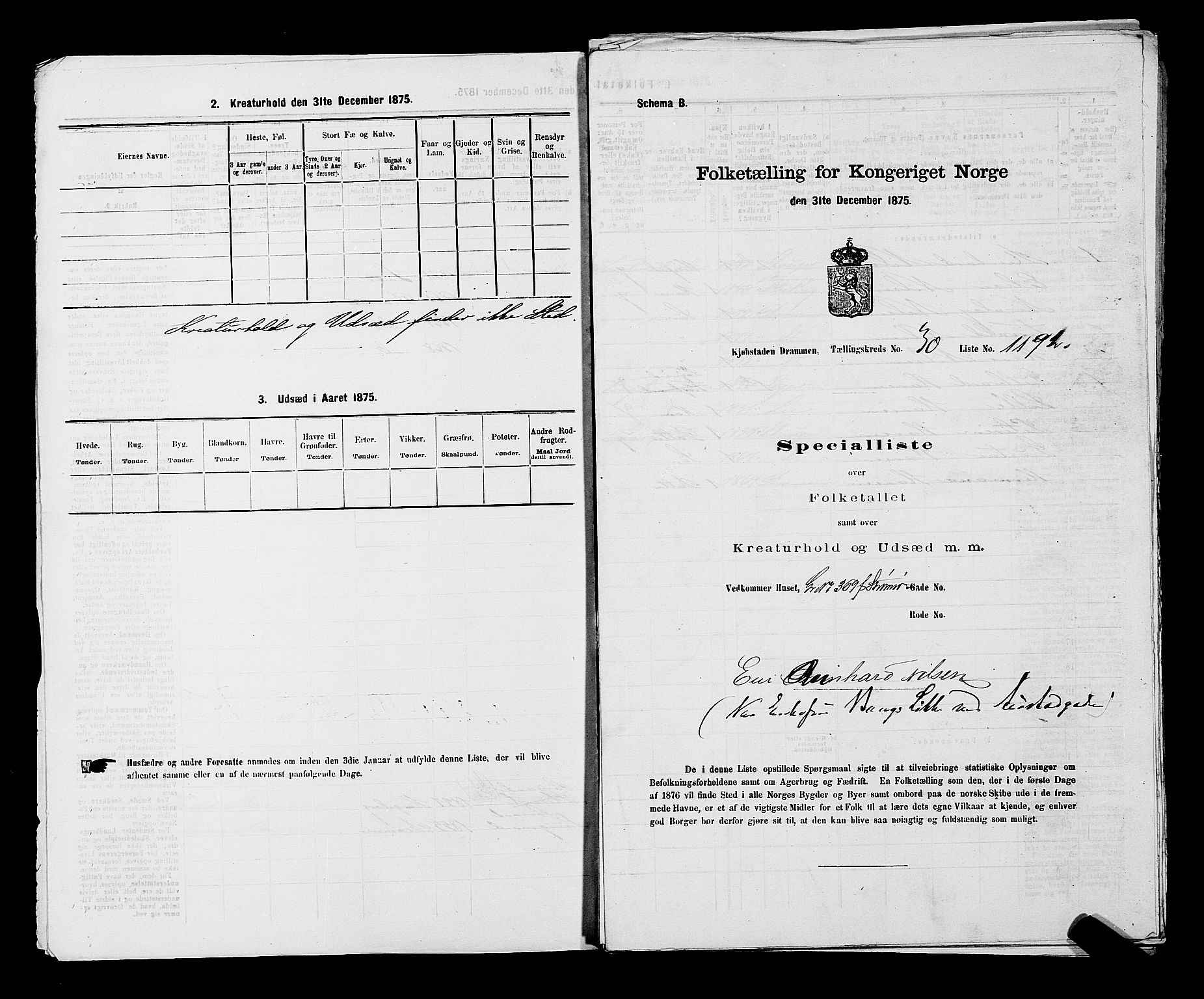 SAKO, 1875 census for 0602 Drammen, 1875, p. 2780