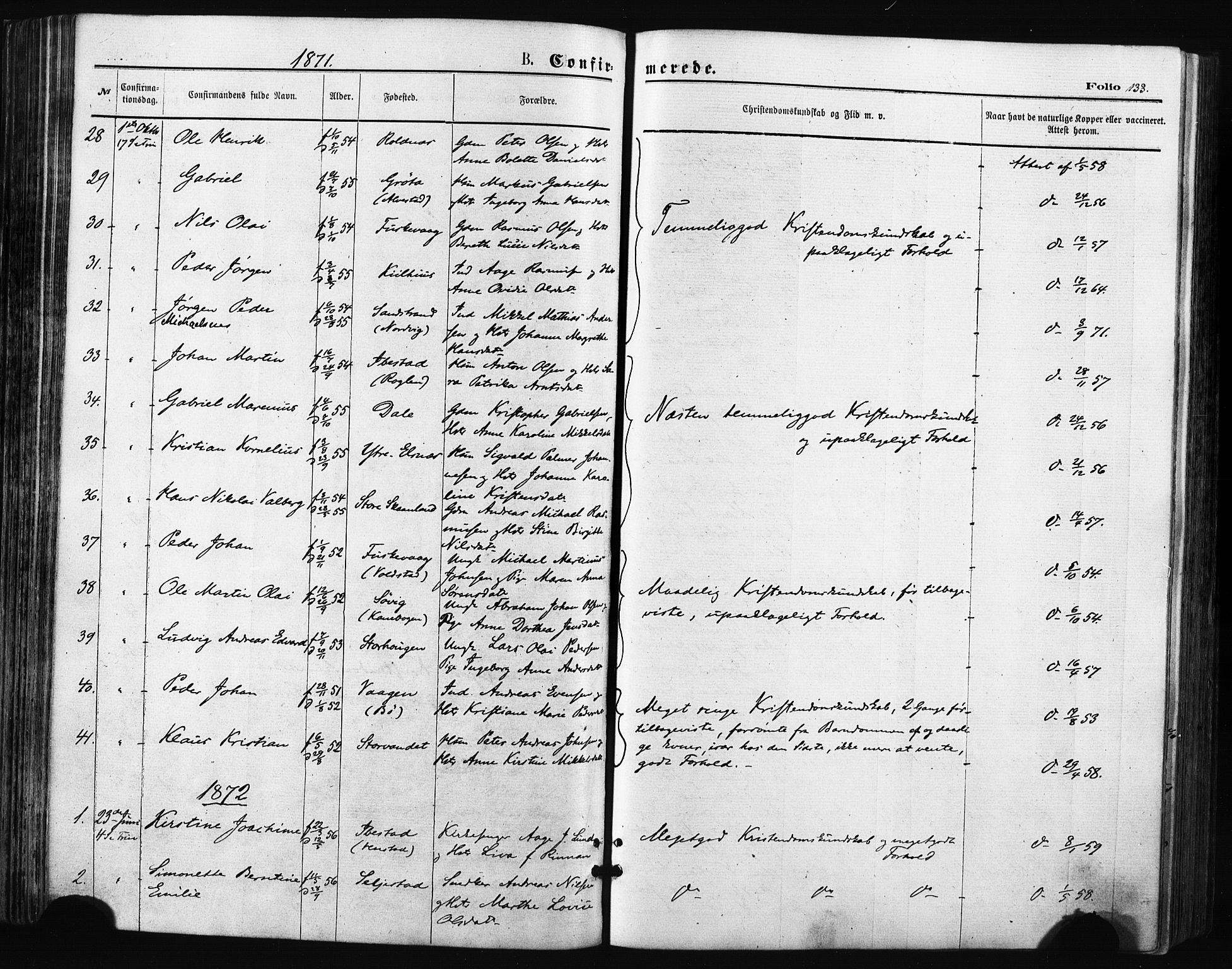 Trondenes sokneprestkontor, SATØ/S-1319/H/Ha/L0013kirke: Parish register (official) no. 13, 1870-1878, p. 133