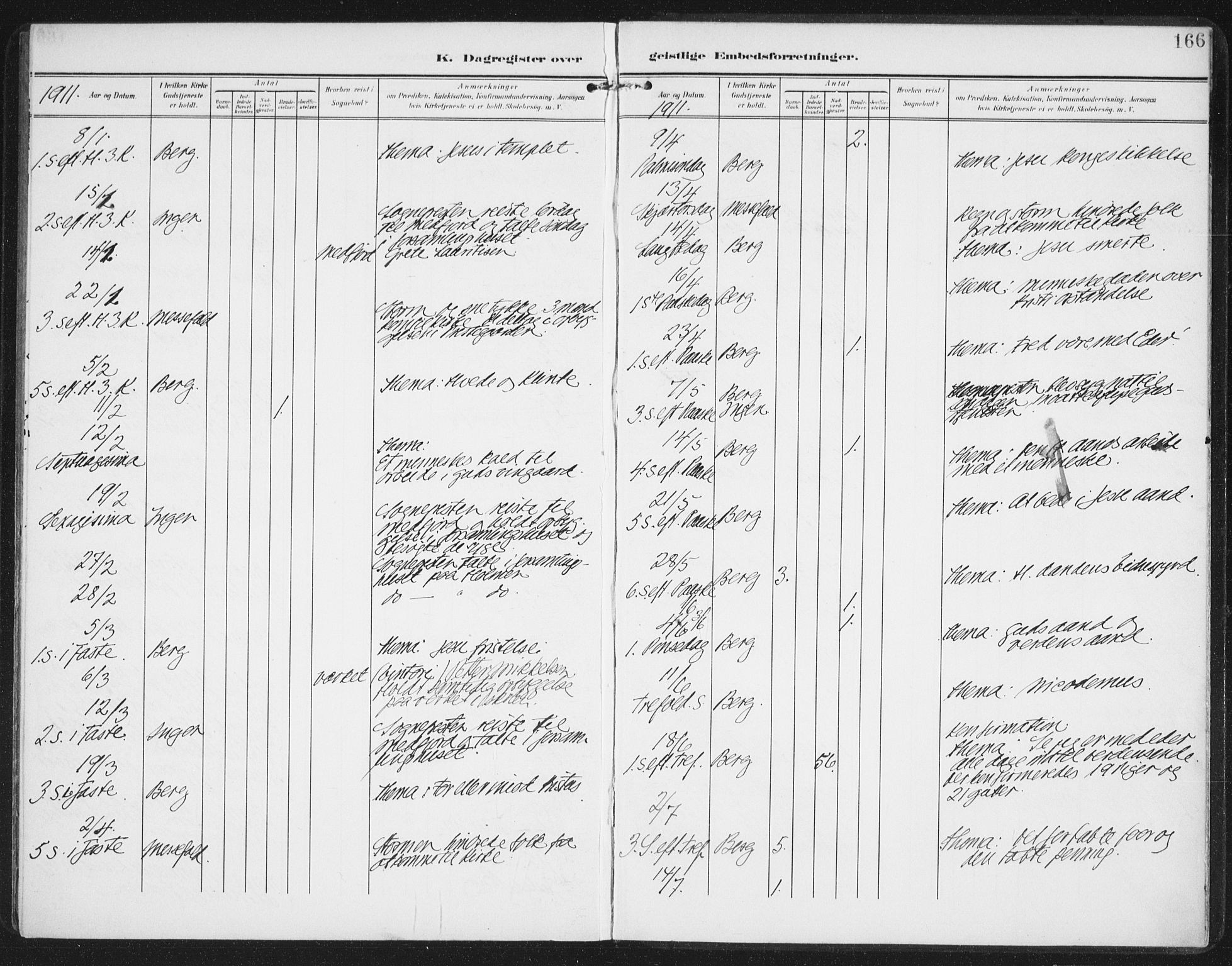 Berg sokneprestkontor, AV/SATØ-S-1318/G/Ga/Gaa/L0007kirke: Parish register (official) no. 7, 1906-1915, p. 166