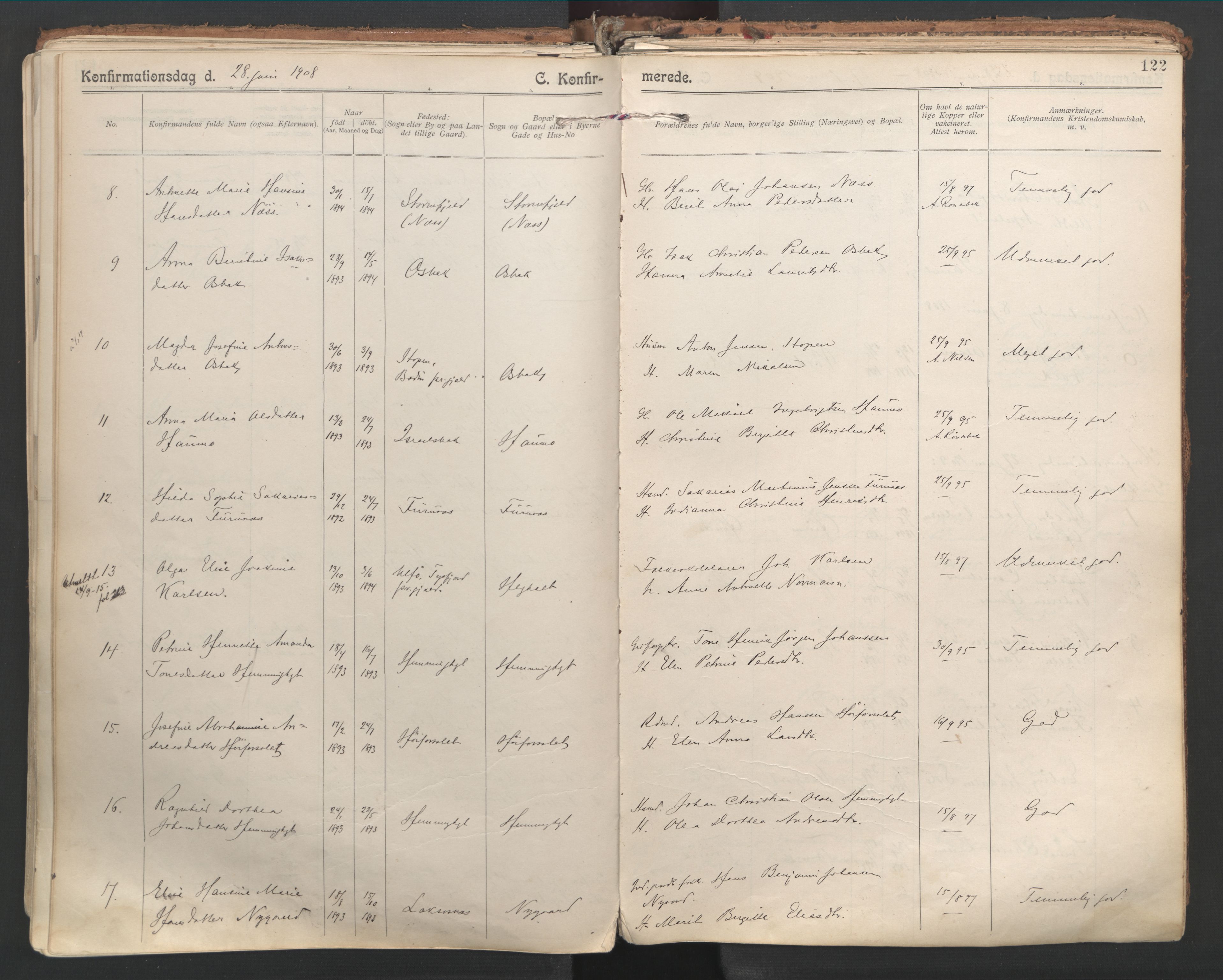 Ministerialprotokoller, klokkerbøker og fødselsregistre - Nordland, SAT/A-1459/846/L0647: Parish register (official) no. 846A05, 1902-1915, p. 122