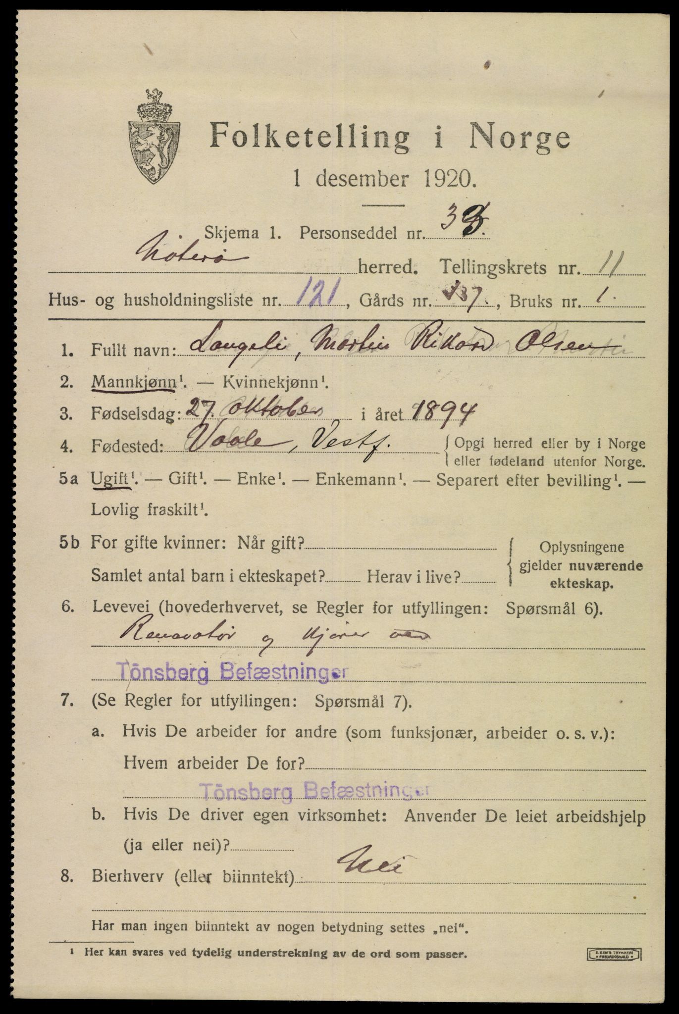 SAKO, 1920 census for Nøtterøy, 1920, p. 14731