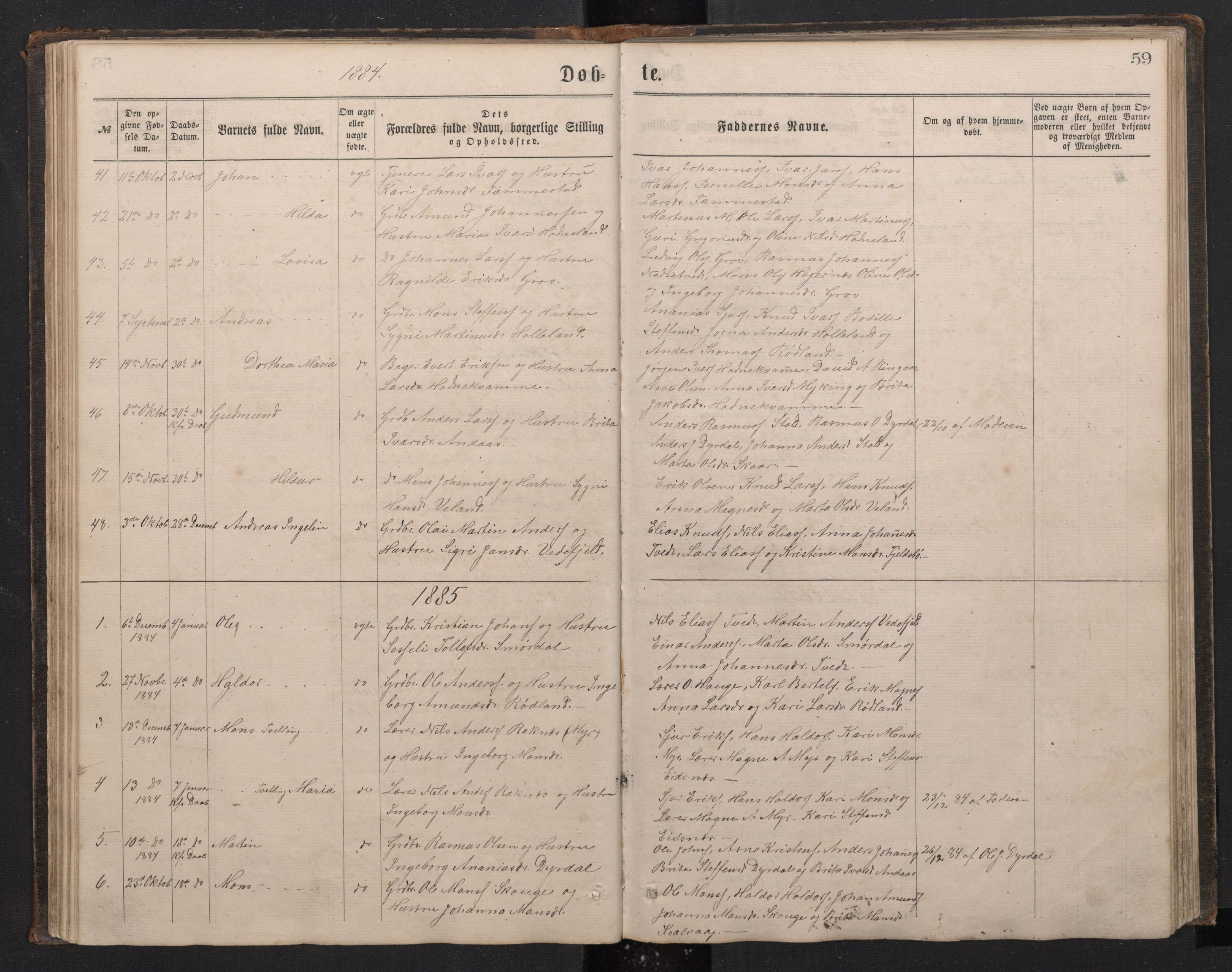 Lindås Sokneprestembete, SAB/A-76701/H/Hab: Parish register (copy) no. E 2, 1867-1892, p. 58b-59a