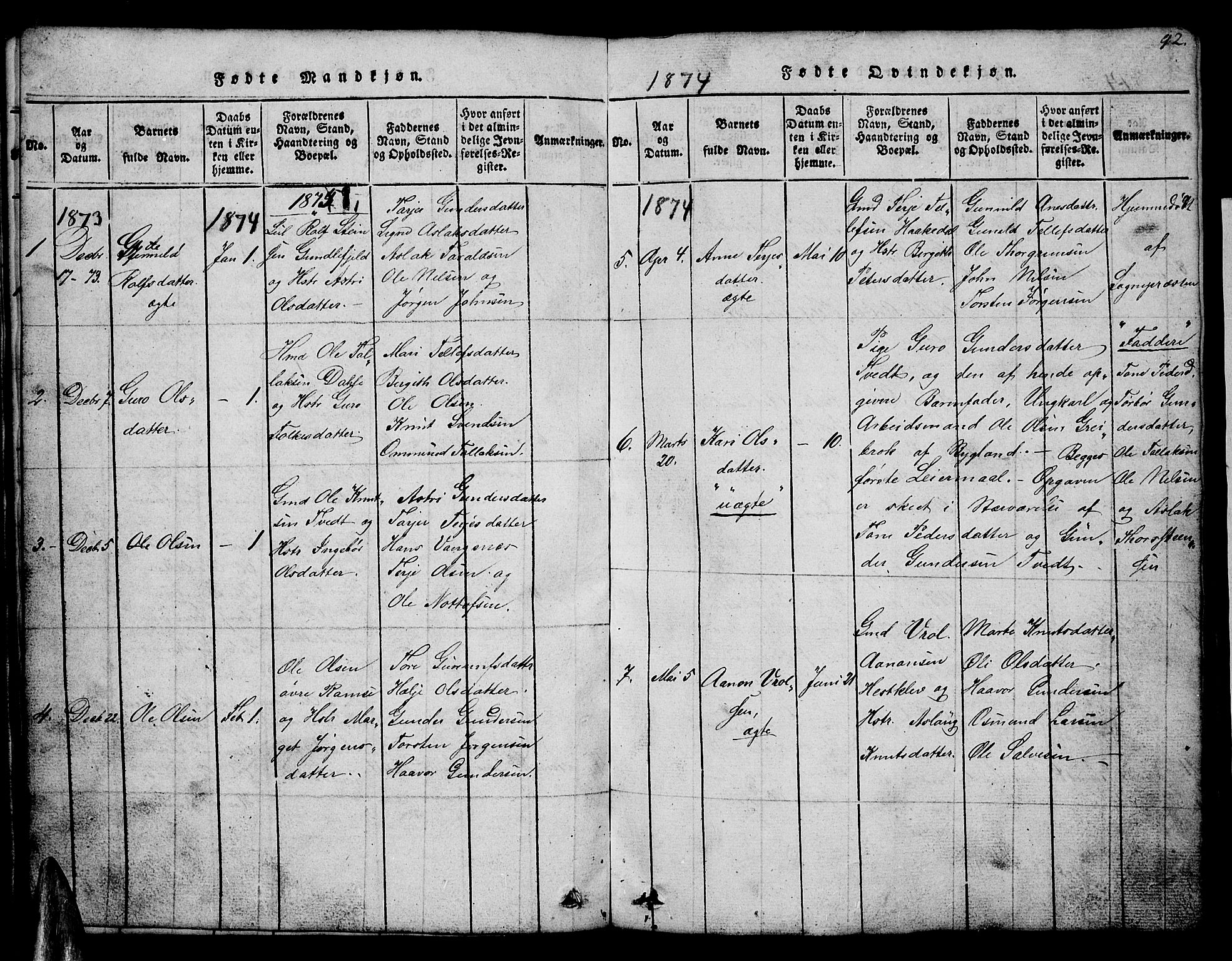 Åmli sokneprestkontor, AV/SAK-1111-0050/F/Fb/Fbb/L0001: Parish register (copy) no. B 1, 1816-1889, p. 92