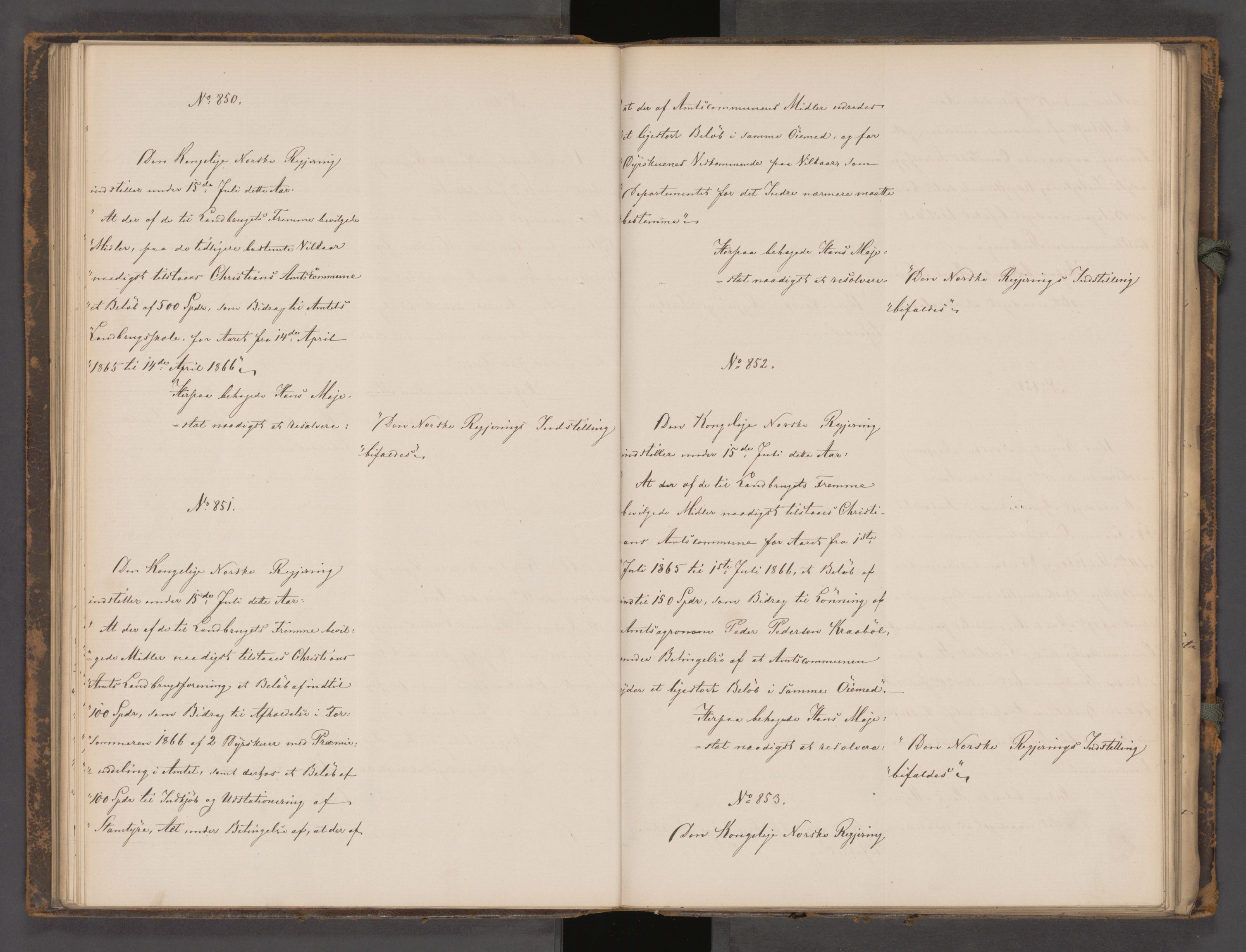 Statsrådssekretariatet, AV/RA-S-1001/A/Ab/L0104: Kgl. res. nr. 724-1001b, 2. halvår, 1865
