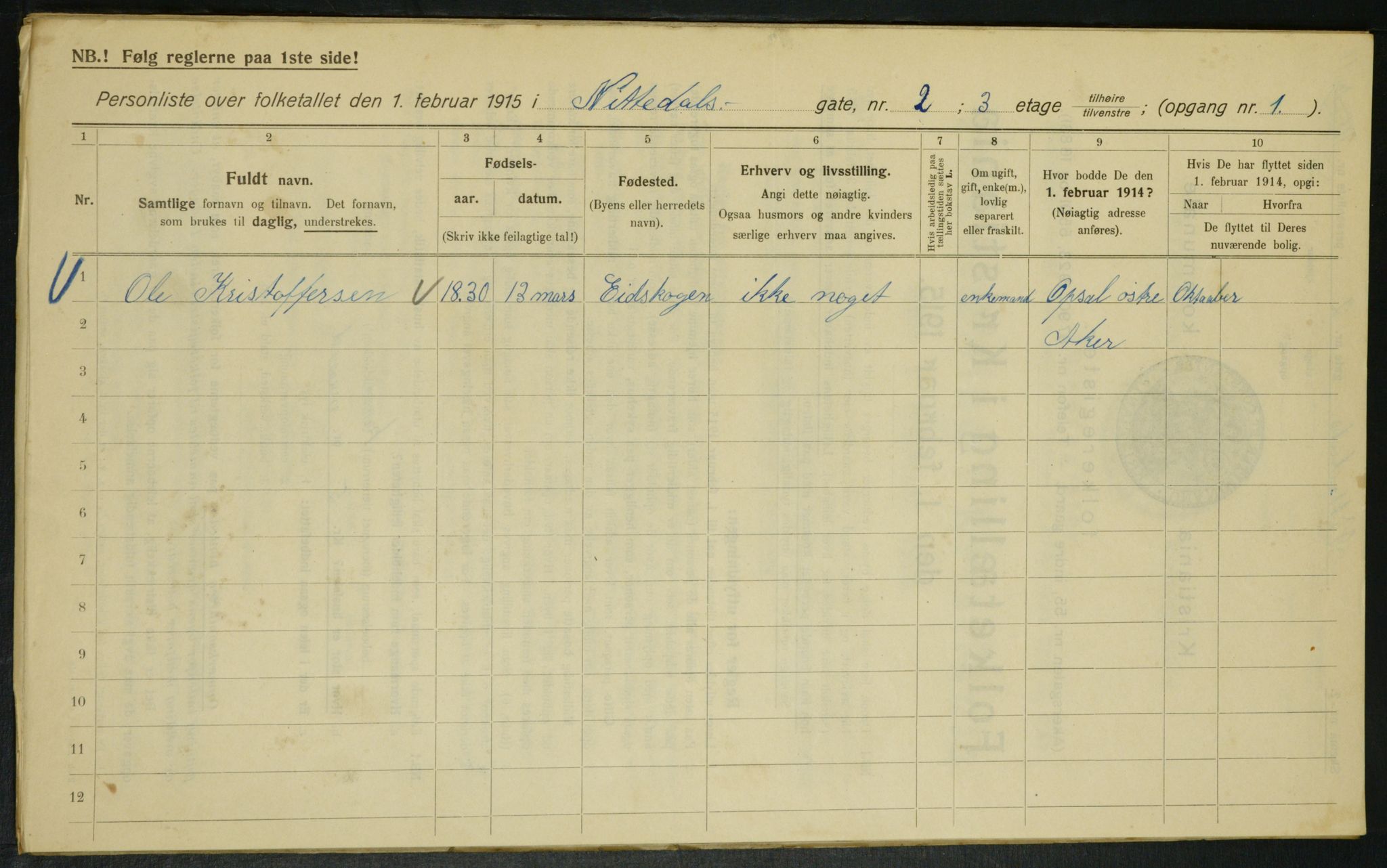 OBA, Municipal Census 1915 for Kristiania, 1915, p. 70649