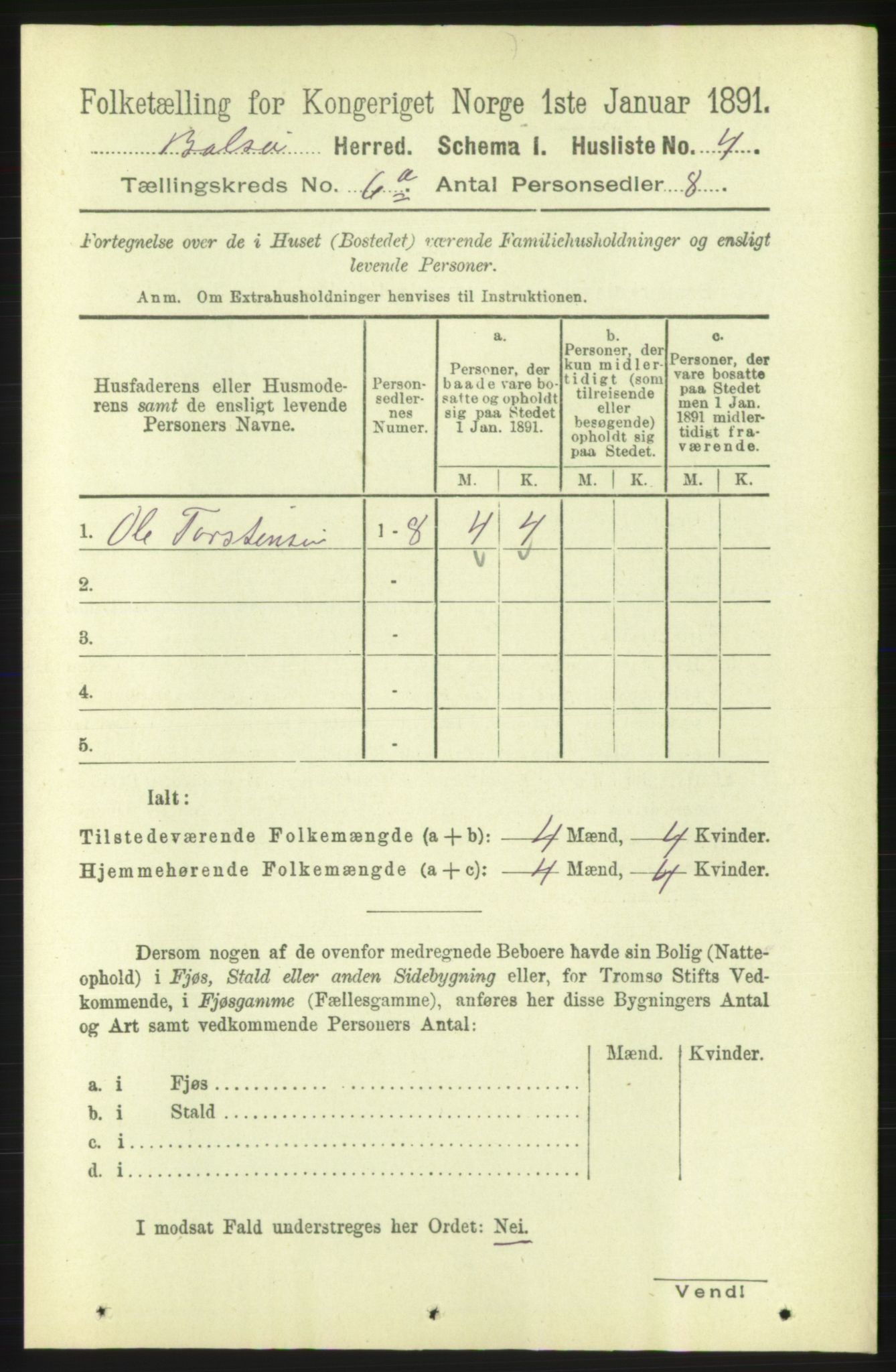 RA, 1891 census for 1544 Bolsøy, 1891, p. 3695