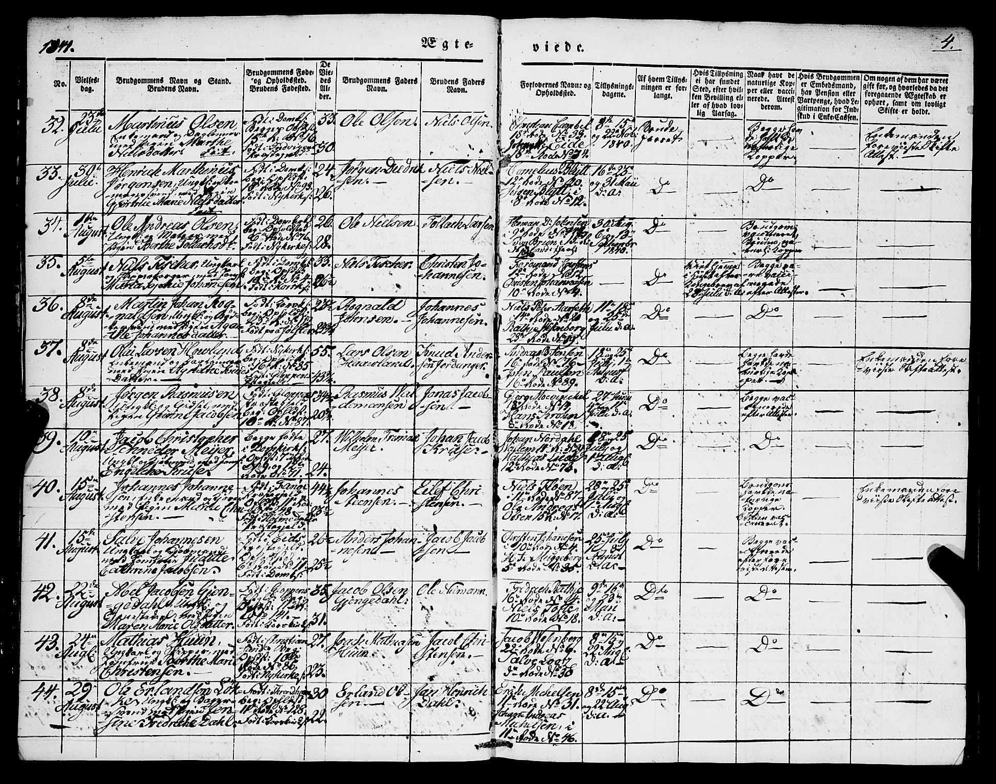 Domkirken sokneprestembete, AV/SAB-A-74801/H/Haa/L0033: Parish register (official) no. D 1, 1841-1853, p. 4