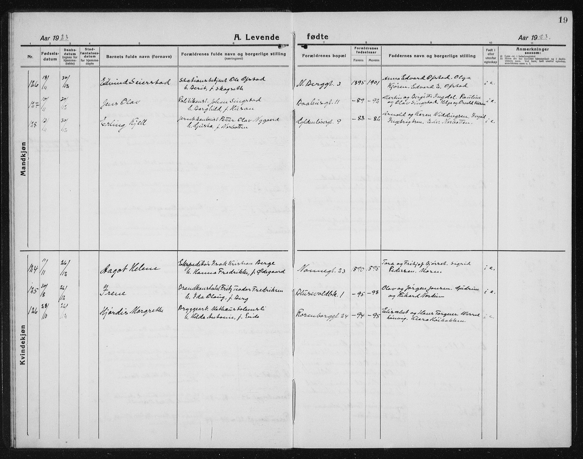 Ministerialprotokoller, klokkerbøker og fødselsregistre - Sør-Trøndelag, SAT/A-1456/604/L0227: Parish register (copy) no. 604C10, 1923-1942, p. 19
