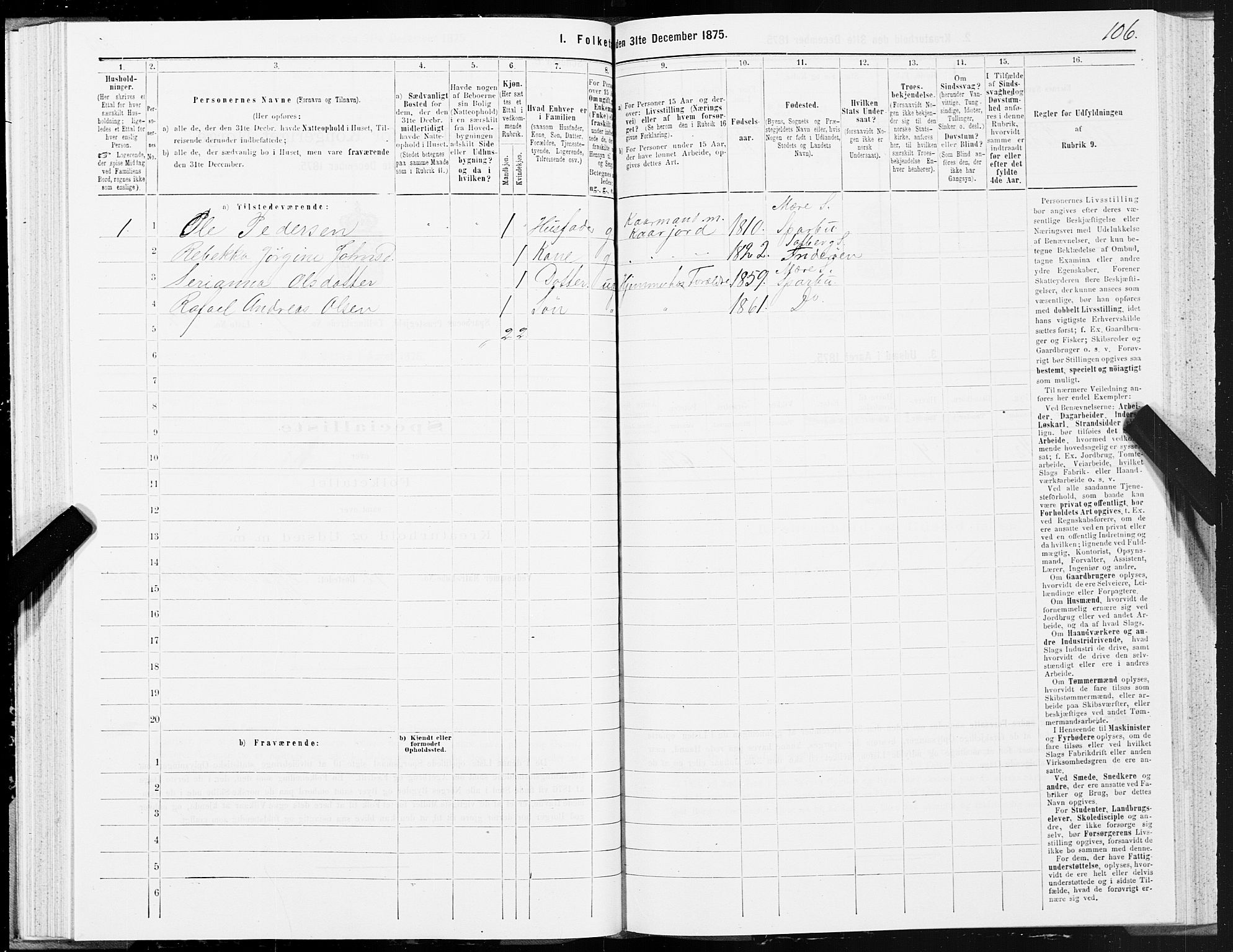 SAT, 1875 census for 1731P Sparbu, 1875, p. 1106